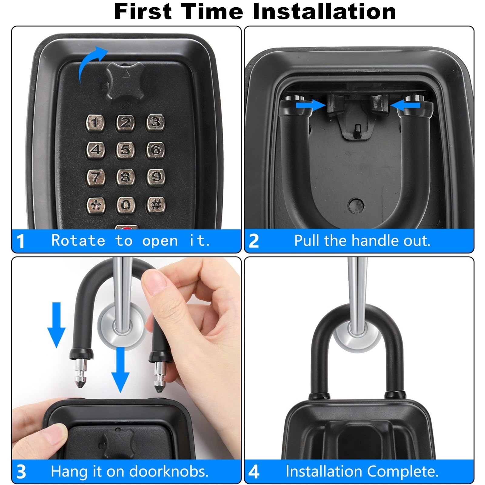 Cididu Key Lock Box for Outside Waterproof Key Lockbox with 12-Digit Push Button Combination and Removable Shackle - Image 4