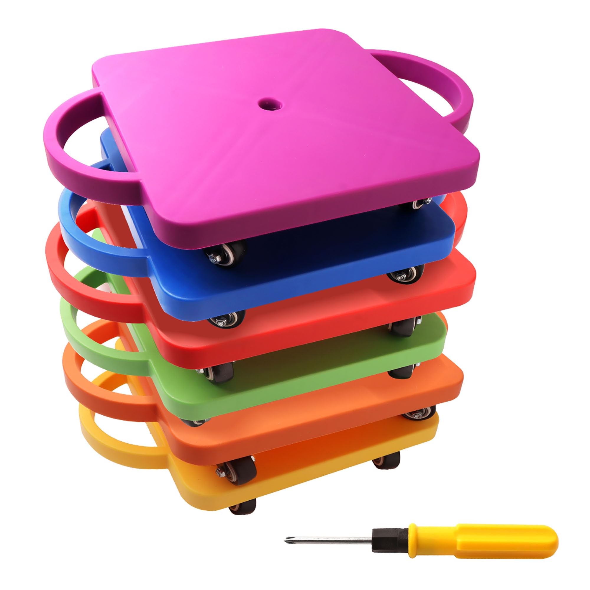 GSE Games & Sports Expert Gym Floor Scooter Board with Handles, Sitting Scooter for Kids Indoor Play Equipment, Fun Scoot Board with Non-Marring Plastic Casters for Children