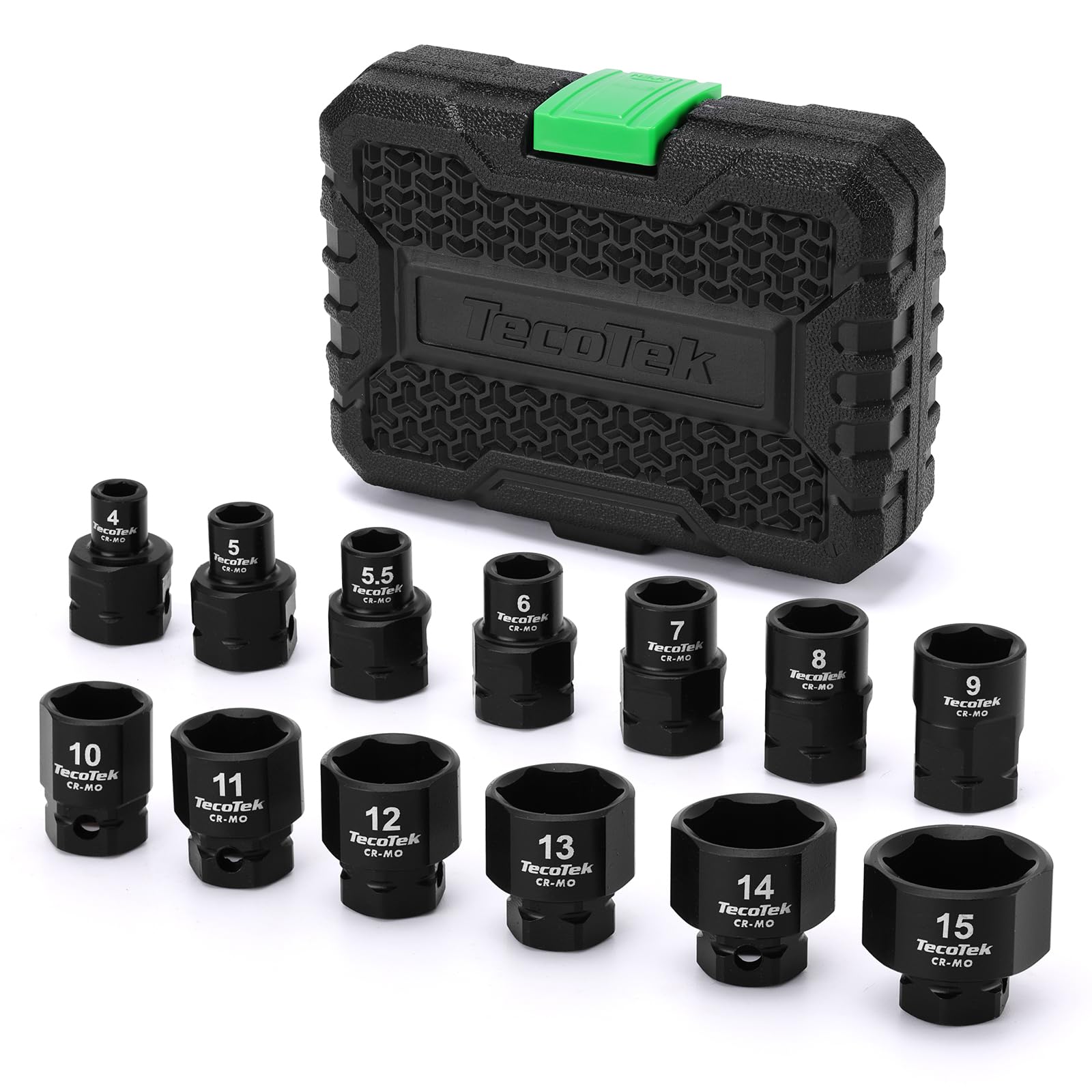 TecoTek 13 Piece 1/4 inch Drive Metric Low Profile Impact Socket Set