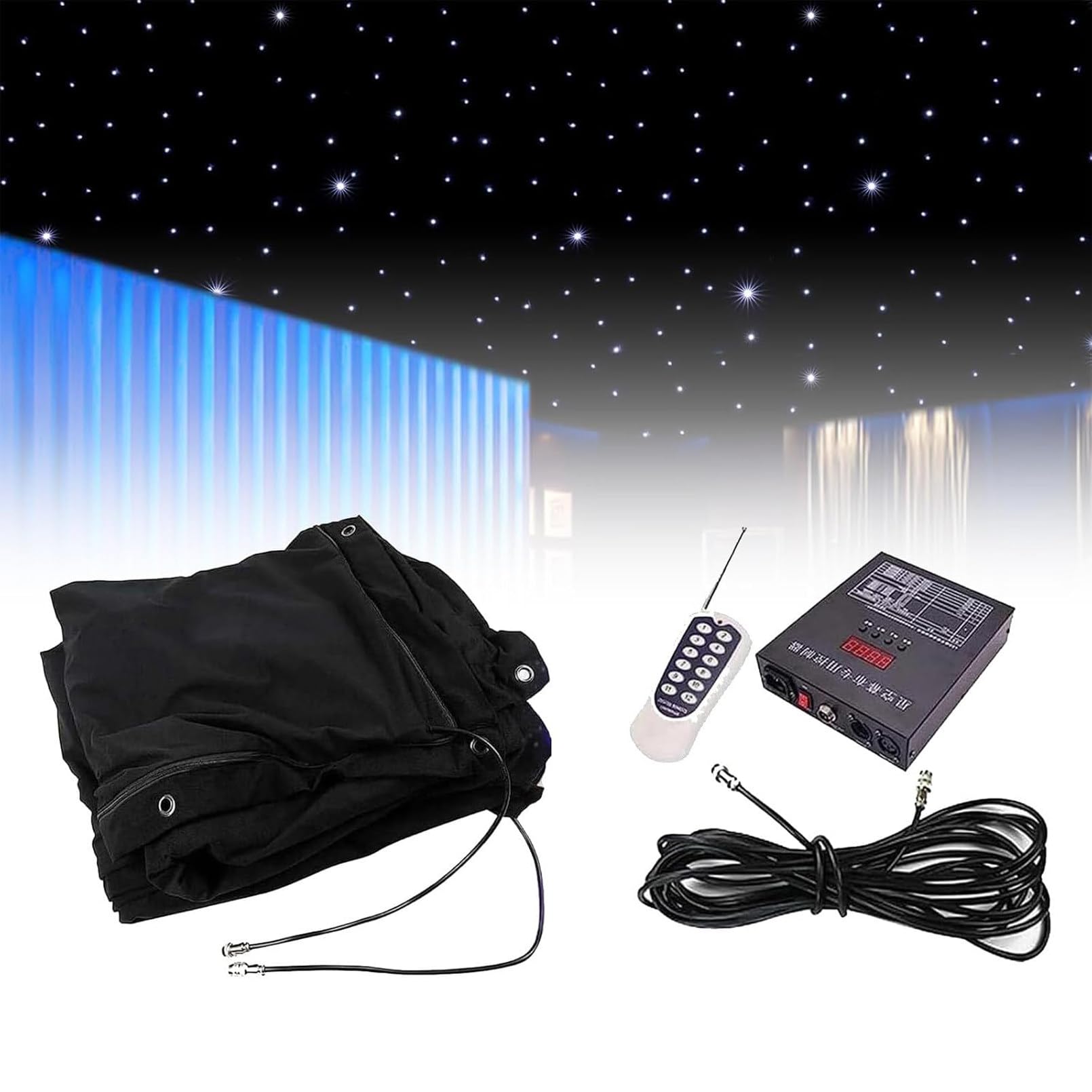 Tło LED Scena LED Niebo Tło Tkaniny Niebieskie i Białe Gwiazdy Kurtyna DMX Sterowanie dla Wesela Impreza Zespół DJ Wydarzenie Scena Pokaz Dekoracja A-2x3m