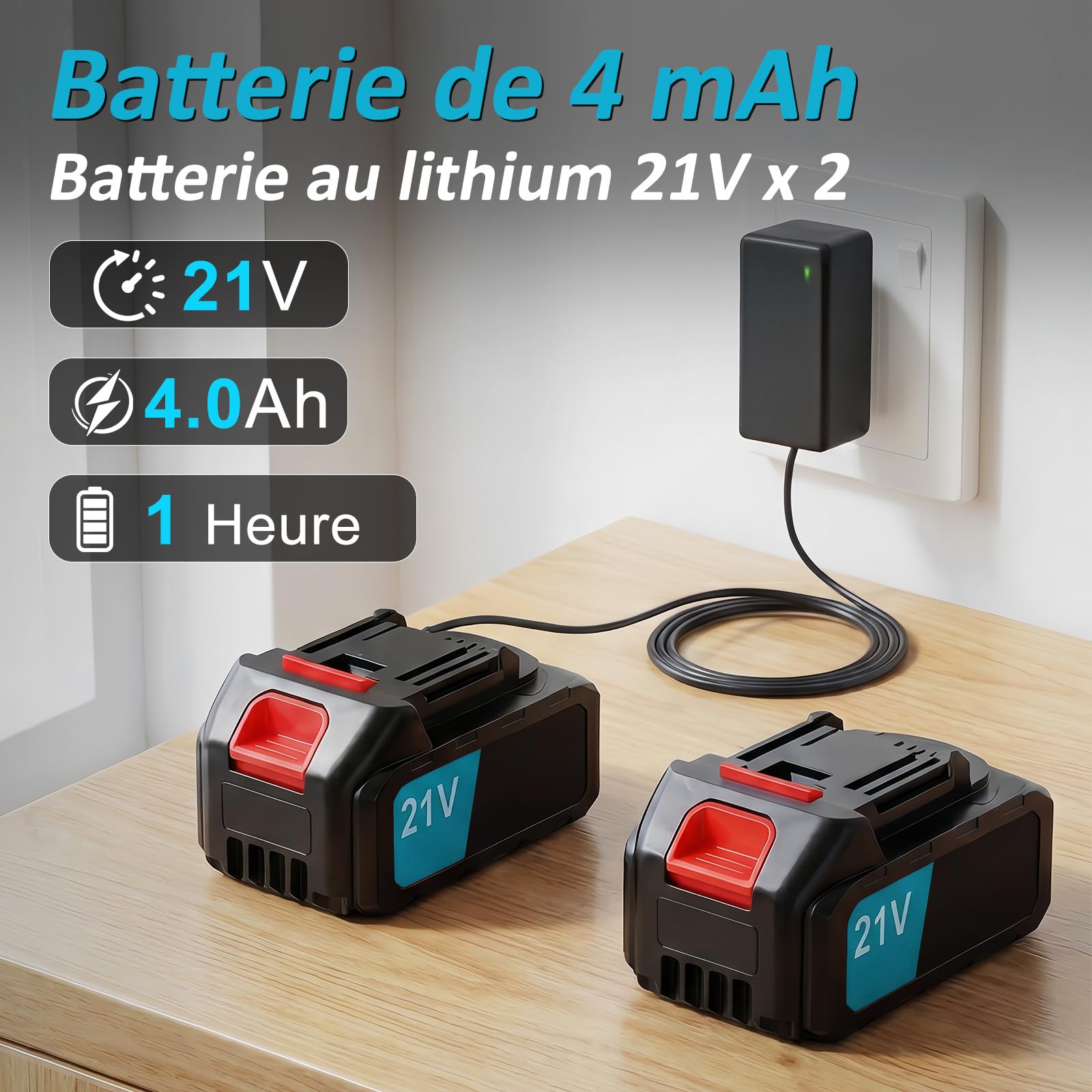 Debroussailleuse Electrique sans Fil 1300W avec écran LCD, Coupe Bordure avec 2 Batteries 4.0 Ah, Diamètre de Coupe : 25 cm, Poignée Réglable, Tige Pliable 3 en 1, pour Jardin Élagage (Bleu)