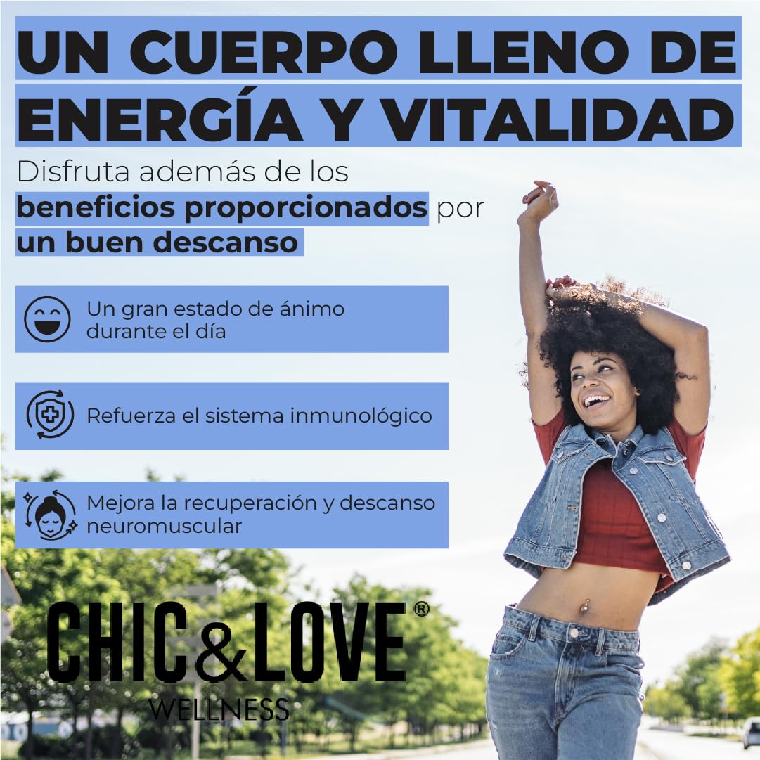 Melatonina Gominolas para Dormir con Vitamina B6 – Sabor Fresa Ingredientes Naturales Veganas Sin Gluten – Ayudan a Conciliar Sueño Bienestar 60 unidades – CHIC & LOVE