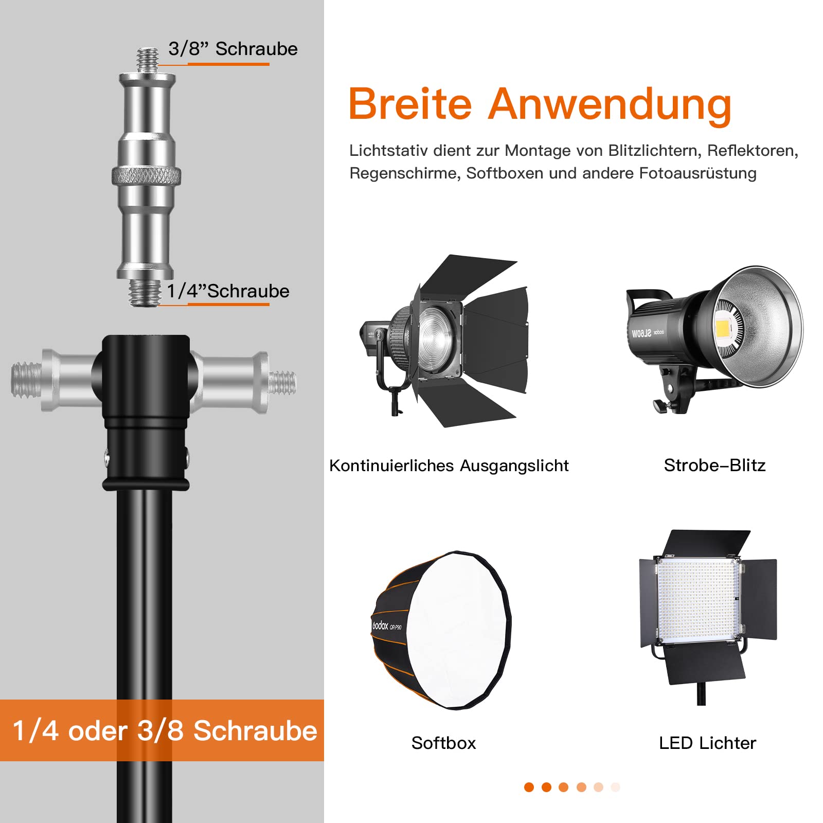 SOONPHO Auslegerarm Pro Galgen Gegengewicht 83-158cm mit Beschwerungstasche und 1/4" 3/8".Schwarz Galgenstativ Verlängerungsgriff Arm Rostfreier Stahl für C-Stand Lichtstative Fotostudio