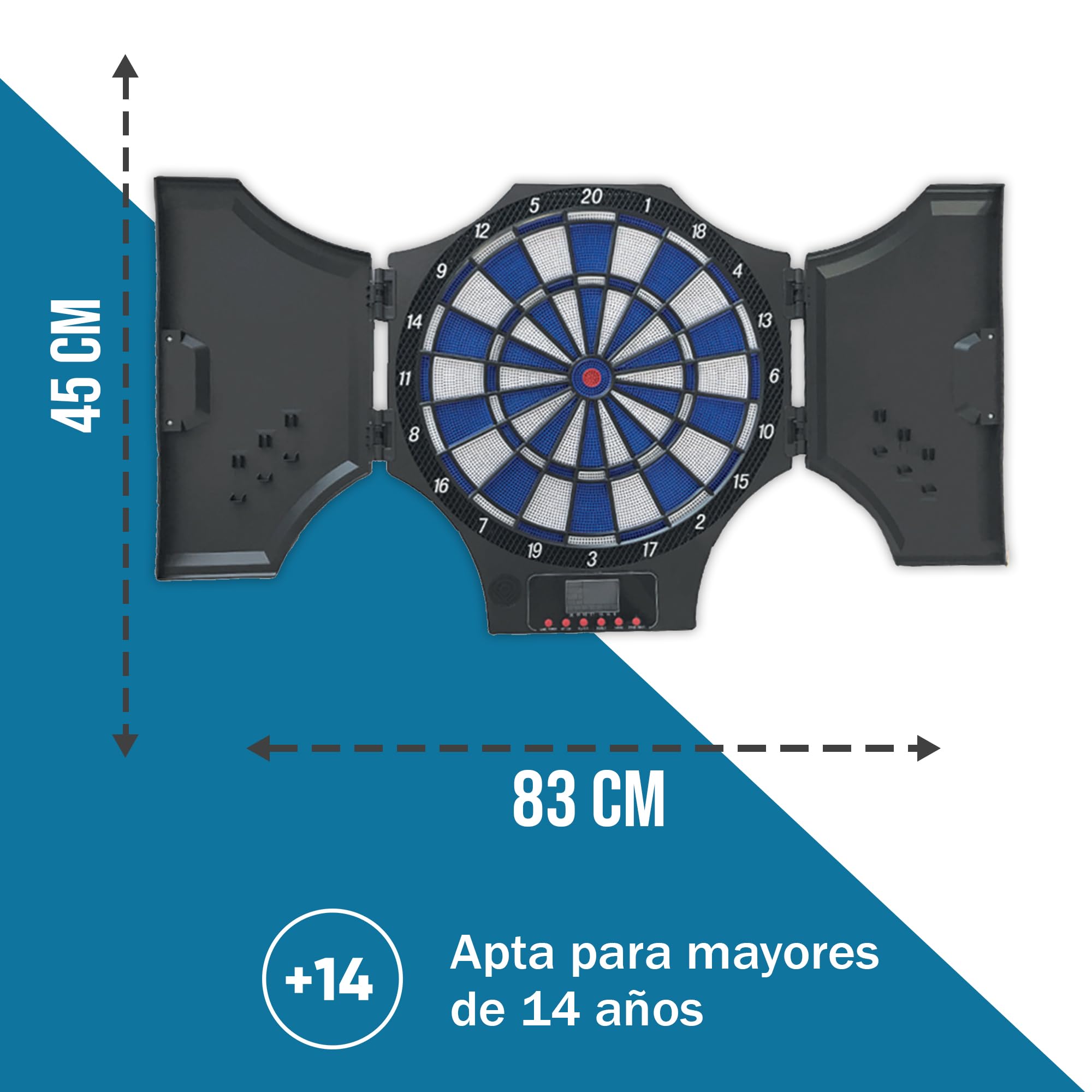 DEVESSPORT Diana Electrónica Interior/Exterior | Diana Dardos con Pantalla LED | Juego Multijugador hasta 8 Jugadores | Incluye 6 Dardos y 6 Puntas Blandas de Repuesto