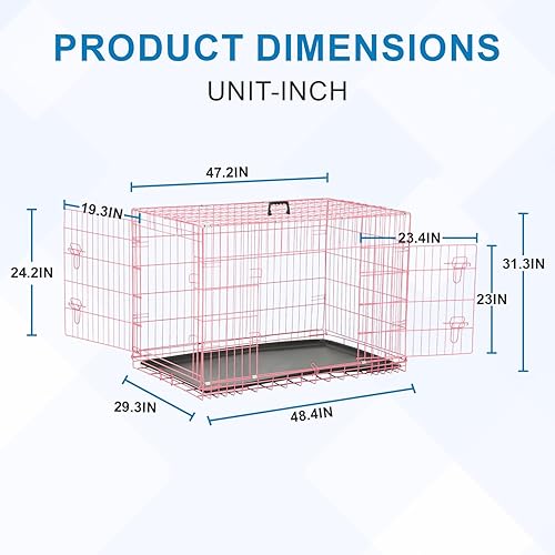 Miniatura 62 de Jaula para perros, jaula para perros, perrera de alambre de metal para exteriores, plegable de doble puerta, jaula para mascotas para perros Negro