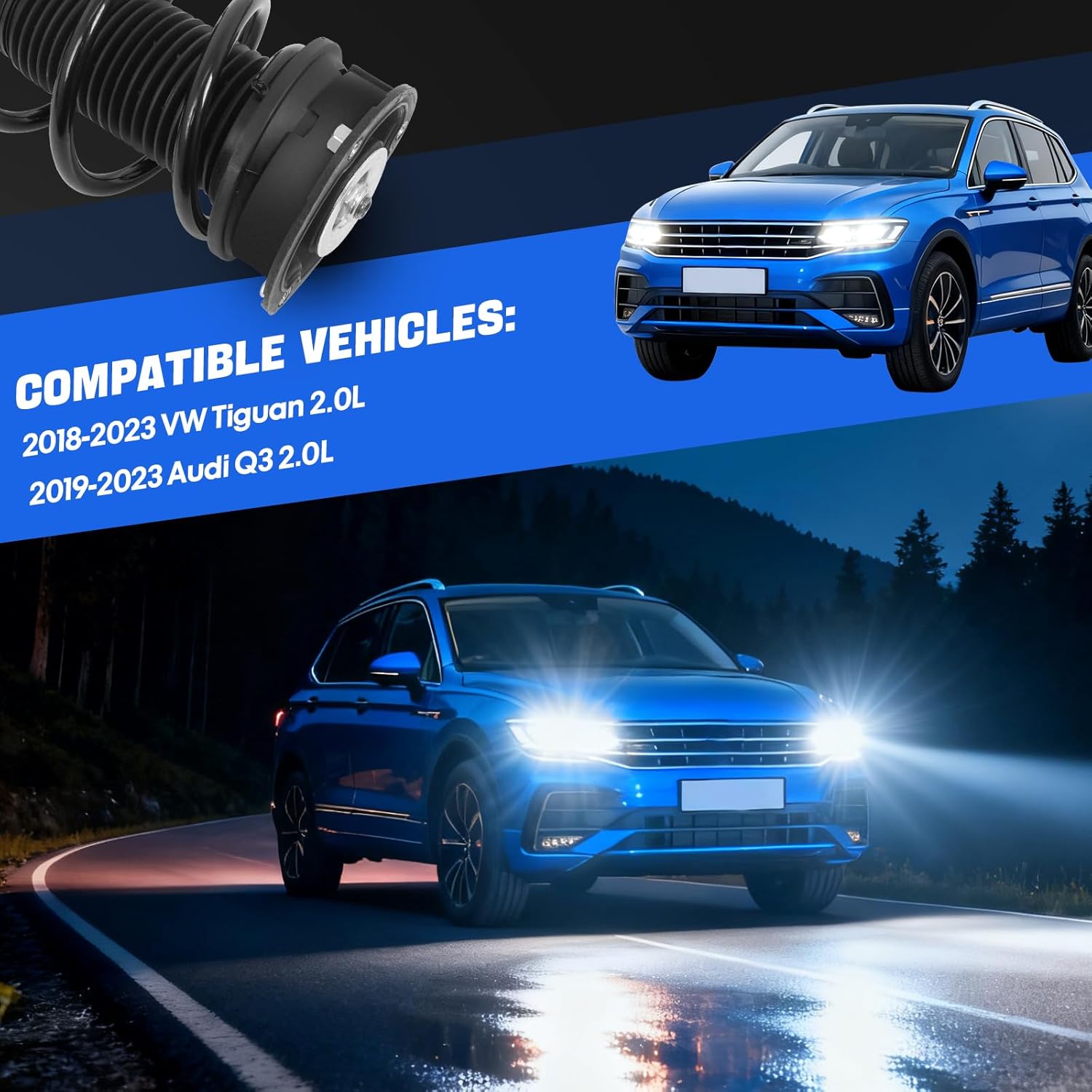 5qf413031cn front shock strut absorber compatible with 2018-2023 vw tiguan compatible with 2019-2023 audi q3 2.0l replace 5qf413031as 3q0413031bn