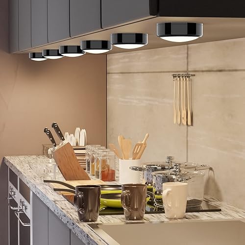 Vista 21 de HELPLEX Luces de disco con control remoto, luces LED que cambian de color, funciona con pilas, regulables, luces debajo del gabinete, luz Paquete