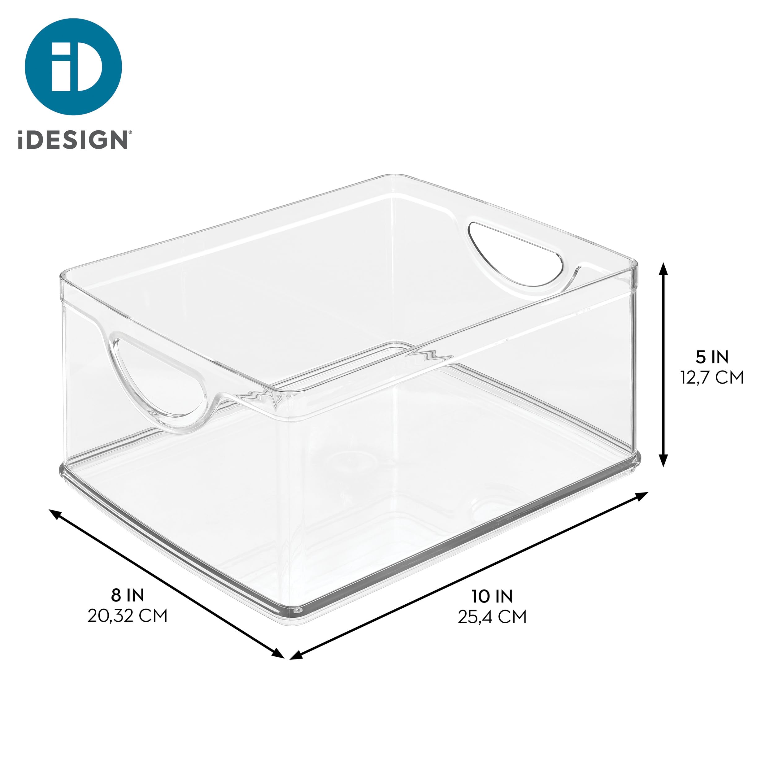 InterDesign iDesign - Contenedores de almacenamiento para despensa con asas, organizadores para armarios o nevera, juego de 2, transparentes