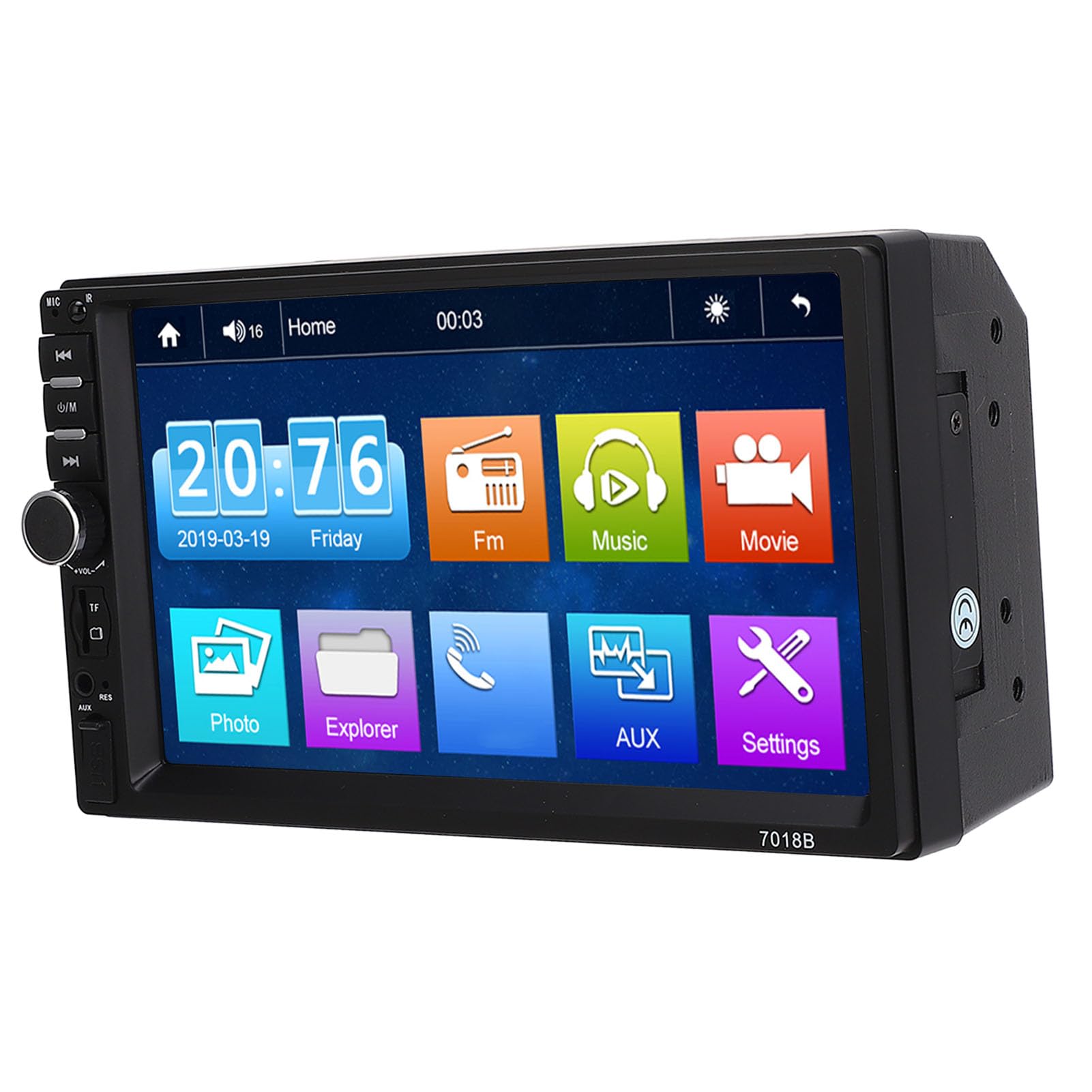 Unità principale auto con touchscreen da 7", compatibile con CarPlay, ingresso AUX, lettore MP5, ricevitore multimediale per auto (Yctzex10z7twpsg-13)