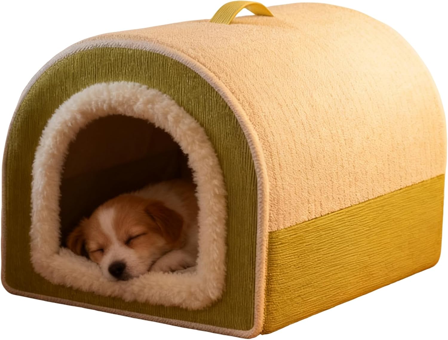 Plush Pet Bed - Warm Enclosed Cat Mat with Washable Soft Fabric Winter Indoor House Mat for Kittens Puppies and Cats Design with Construction Resting and Napping Comfort for Living Room