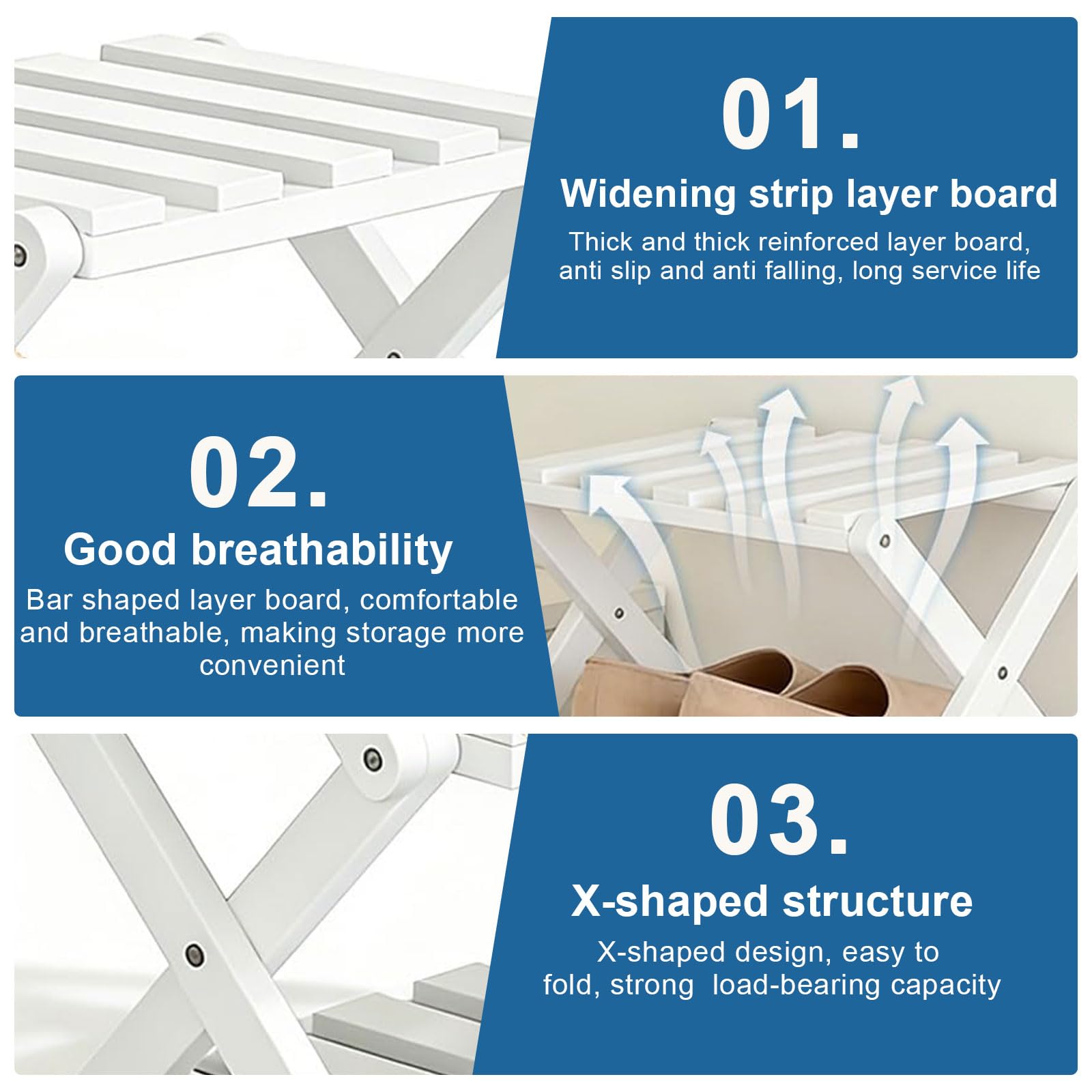 Étagère à chaussures à 4 étages - Blanc - Petit - Pliable - Peu encombrant - Pour entrée, chambre à coucher, armoire, coin salon - Sans montage
