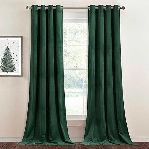 Miniatura 63 de StangH Cortinas de Terciopelo Verde Azulado Opacas - Cortinas de Servicio Pesado con Aislamiento Térmico Decoración del Hogar para Sala de Estar de