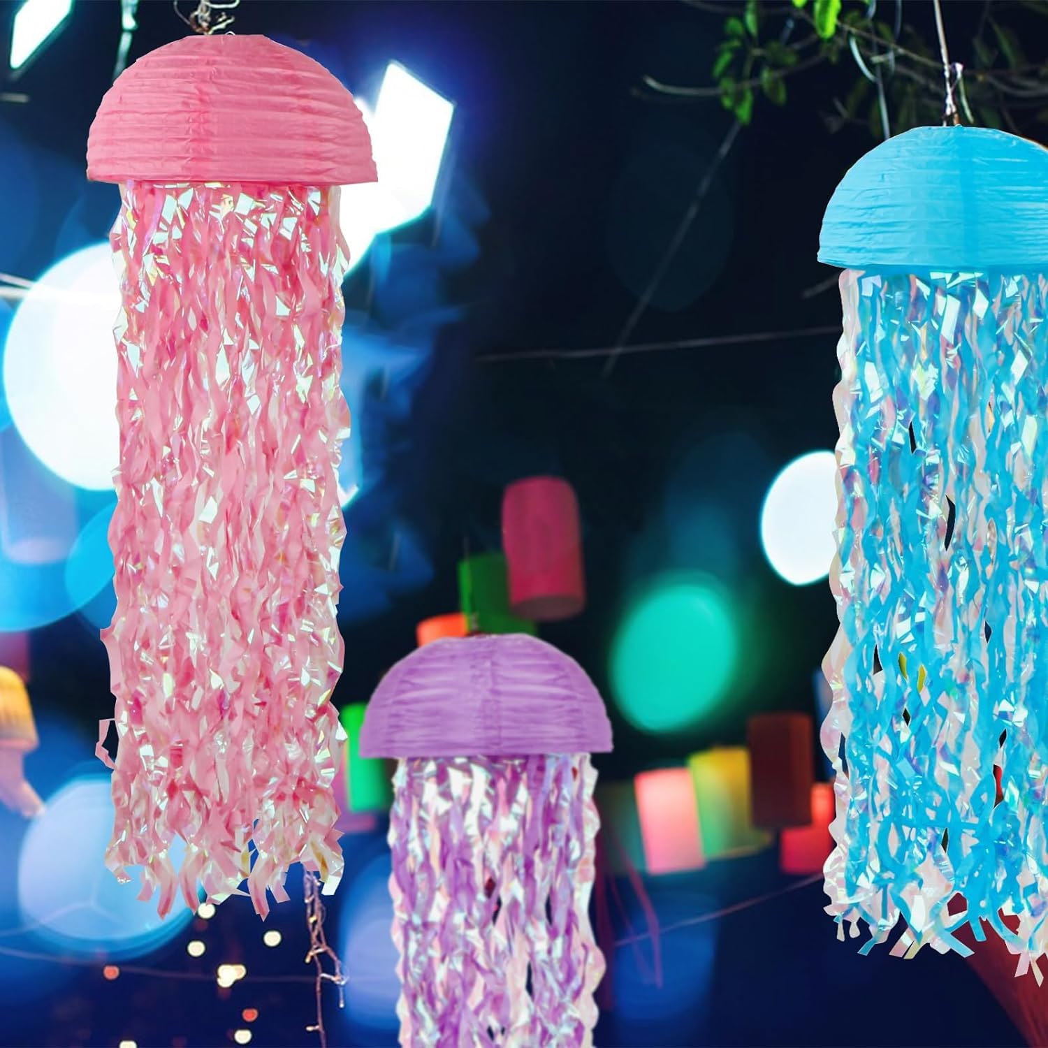 Luce medusa, lampada da appendere a forma di pesce gelatina, alimentata a batteria, luci da giardino luminose meduse, decorazioni da appendere in plastica per casa, compleanno, feste a tema, giardino