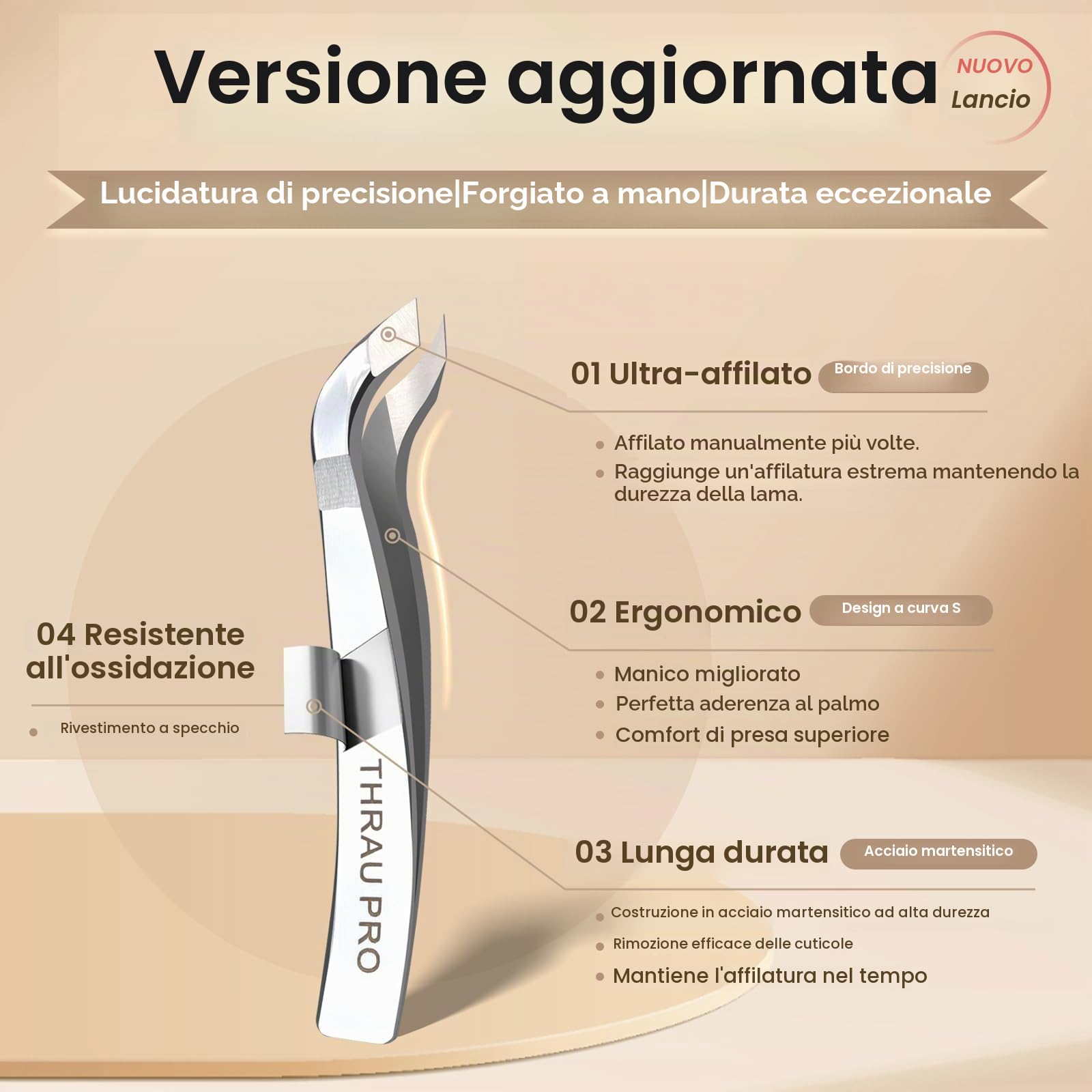 THRAU Mini Tronchesina per Cuticole, Pinza Cuticole Professionale per Manicure e Pedicure, Tagliaunghie Precisi in Acciaio Inox