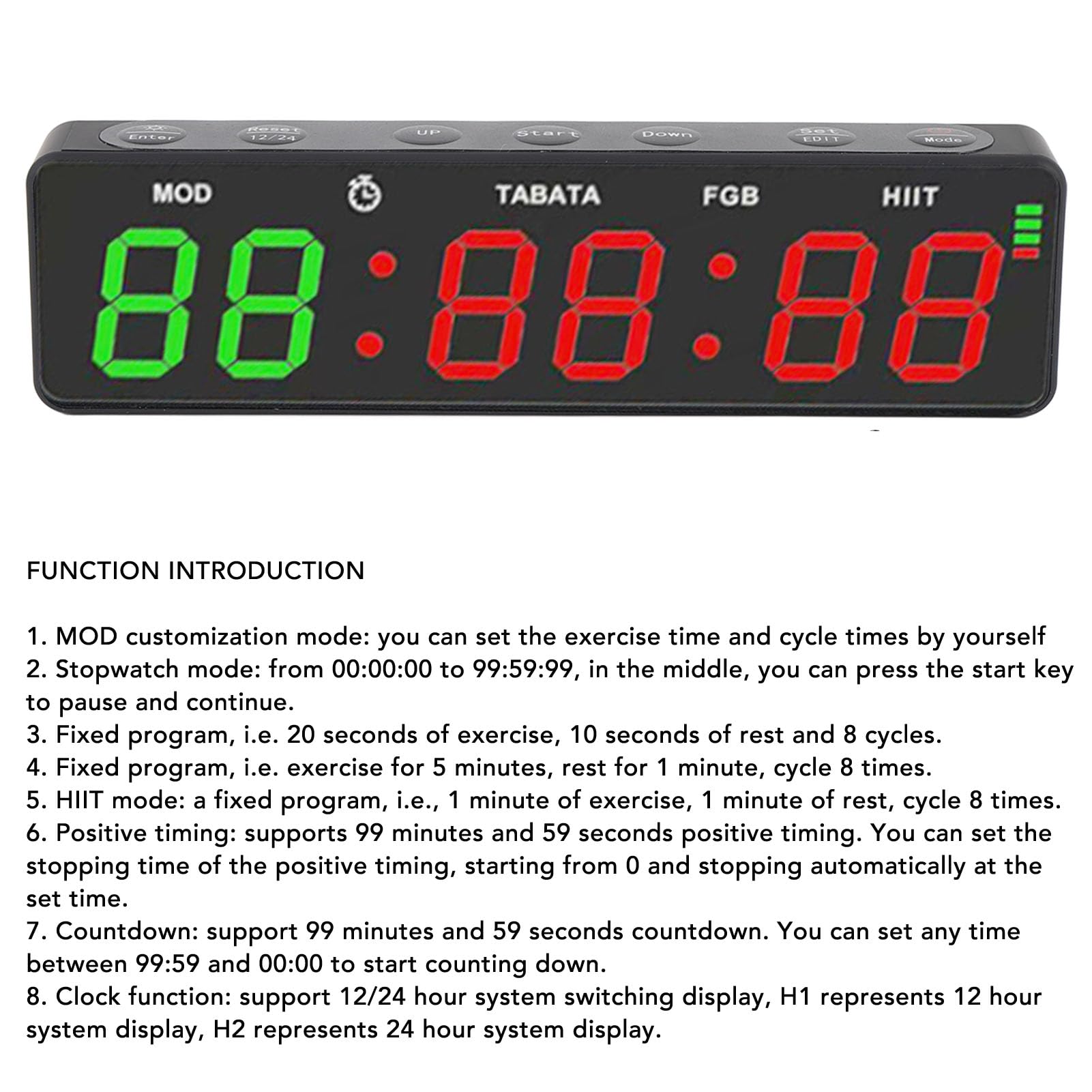 Portable Gym Timer, Fitness Digital Timer with Time Display, Versatile Timing, Magnetic Rechargeable Digital Timer for Home Garage Boxing