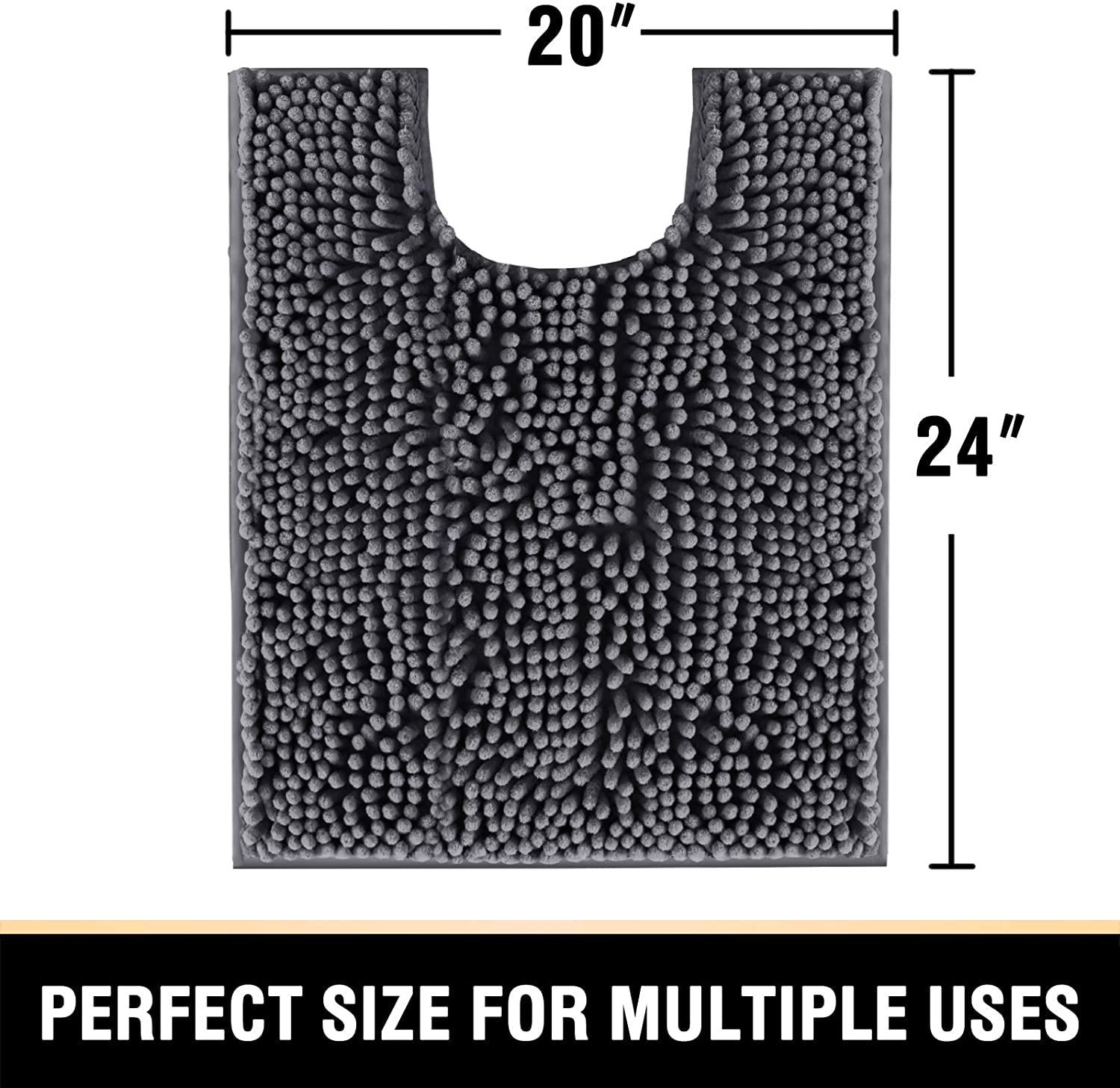 Tapete de baño antideslizante de felpilla ultrasuave, tapete de baño de microfibra de secado rápido, lavable a máquina, 50 x 60 cm (gris) - Decoración ideal para el hogar para mayor comodidad y estilo
