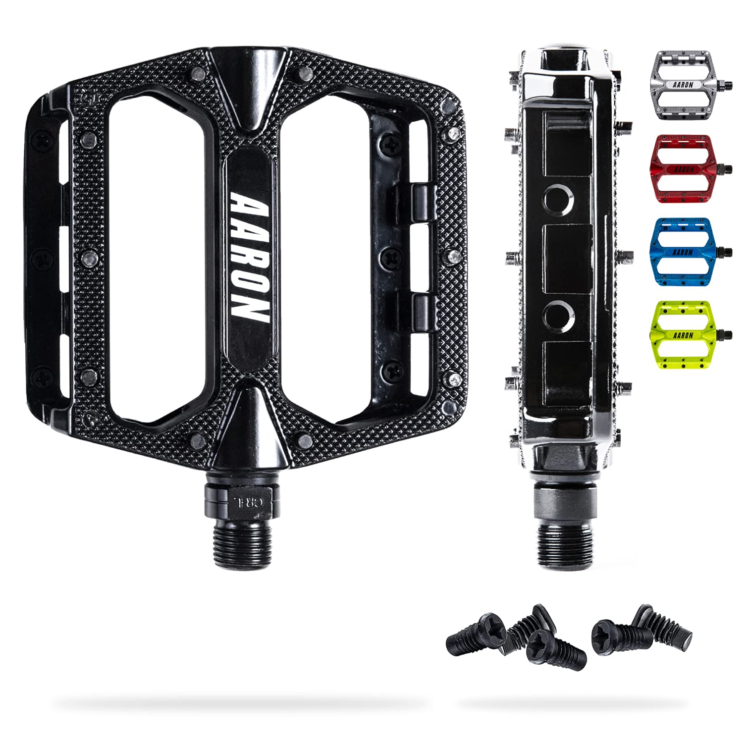 AARON Rock - Pedali mountain bike in alluminio con cuscinetti a sfera  sigillati - antiscivolo con piedini sostituibili - superficie a piattaforma  per bici elettrica, MTB, da trekking, ecc. : Amazon.it: Sport