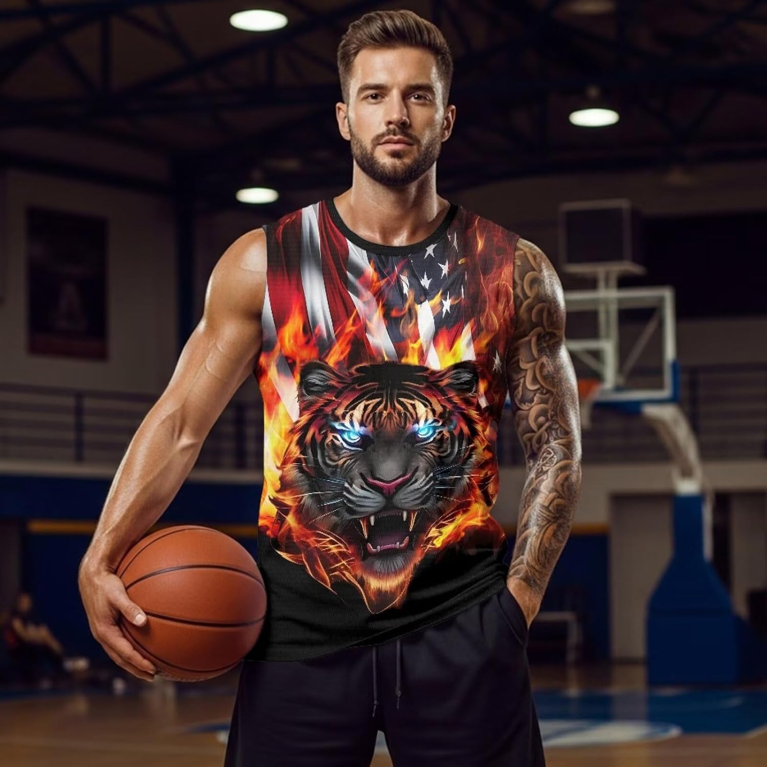 Sleeveless Mens Graphic Shirts, Crew Neck Cut Off Tank Tops for Athletic Muscle Beach Gym Running Basketball Summer - Image 4