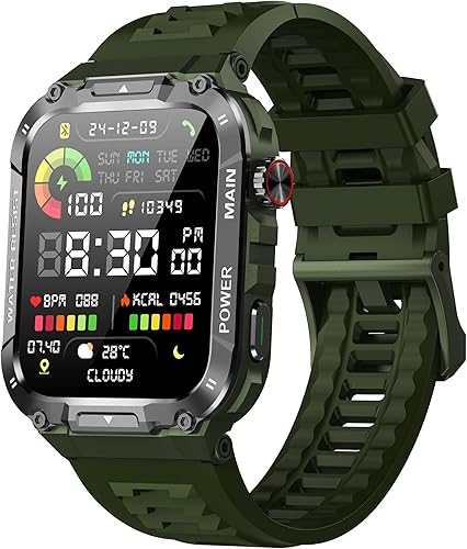 Reloj inteligente militar para hombre con función de llamada, reloj inteligente de fitness para teléfonos Android y iPhone, rastreador de actividad