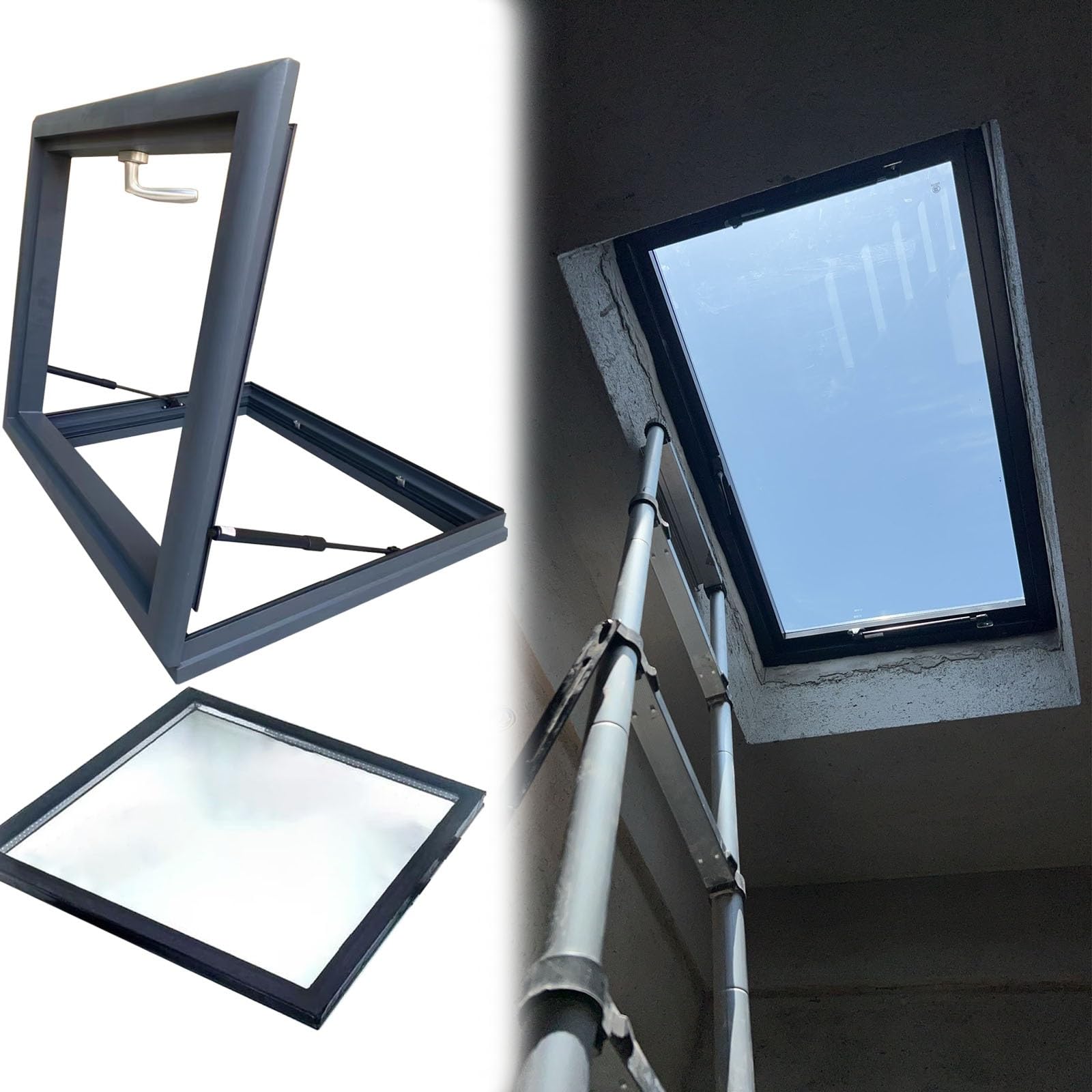 Portello in acciaio zincato con gas e accesso loft LockSecure C Finestra di accesso Hatch Copertura per case e aziende Facile installazione