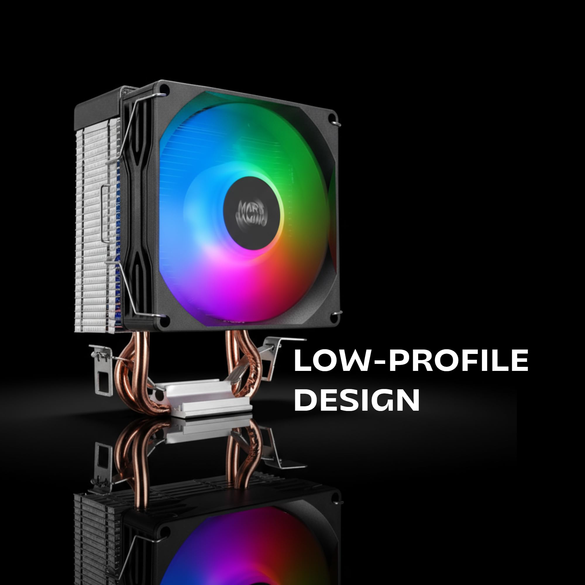 Mars Gaming MCPU-X2, Chłodzenie CPU 150W TDP, 2x Heatpipe, Wentylator PWM FDB, Podświetlenie FRGB, Kompaktowy design SFF/Mini-ITX, Aluminiowe żeberka, Chłodzenie PC kompatybilne z Intel i AMD, Czarny