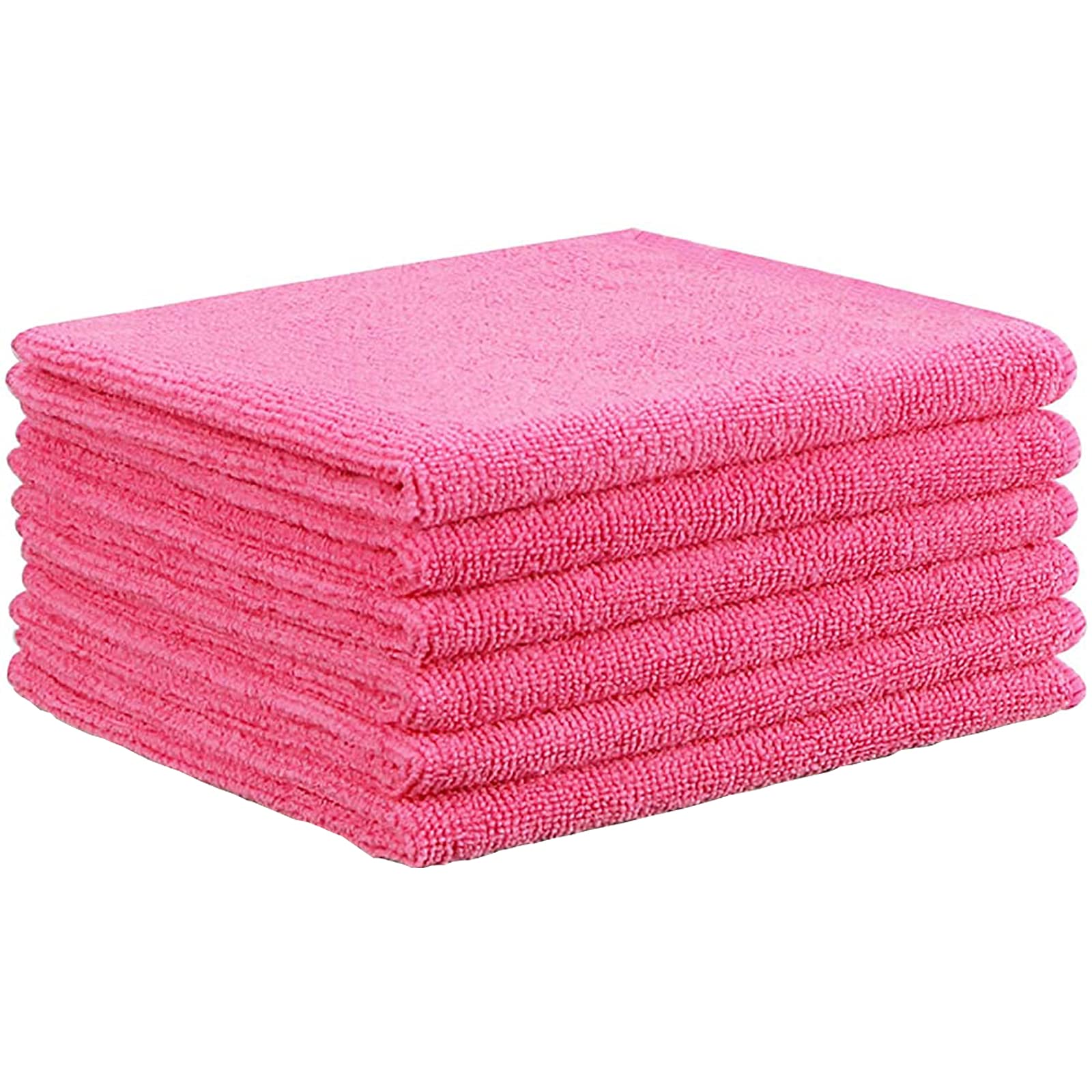 Amos Pink Large 40Cm X 40Cm Microfibre Cleaning Cloths Home Kitchen Bathroom Dusters Car Valeting Polishing Machine Washable Wipes (6 Cloths, )