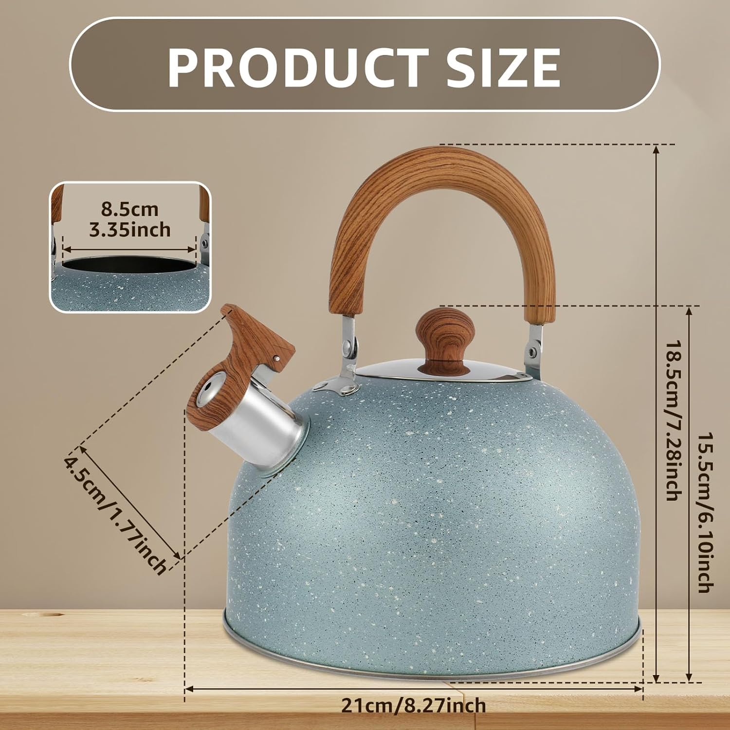 Whistling Stovetop Tea Kettle, 2.6 QT Stainless Steel Whistling Tea Kettle with Stay Cool Handle Fast Boiling Tea Pot Large Capacity Teapot Stovetop Water Boiler for Stove Top Home Kitchen