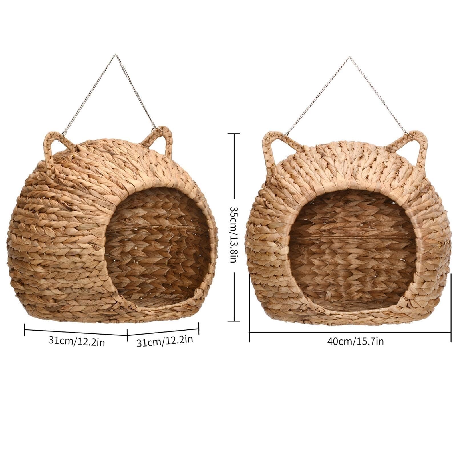 Generic Cuccia per gatti intrecciata a mano, in vimini, per interni ed esterni, elegante design naturale