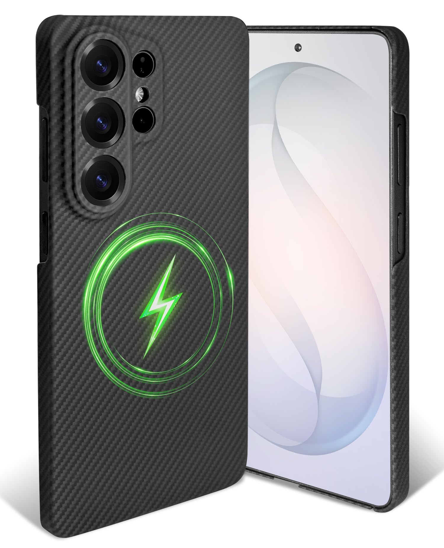 Photo 1 of DUPKEV Slim Case for Samsung Galaxy S26 Ultra(6.9") with 600D Aramid Fiber, Compatible with Mag-Safe Accessories, Ultra Light, NO-case Feeling, Minimalist, Carbon Fiber, Matte Black+Grey