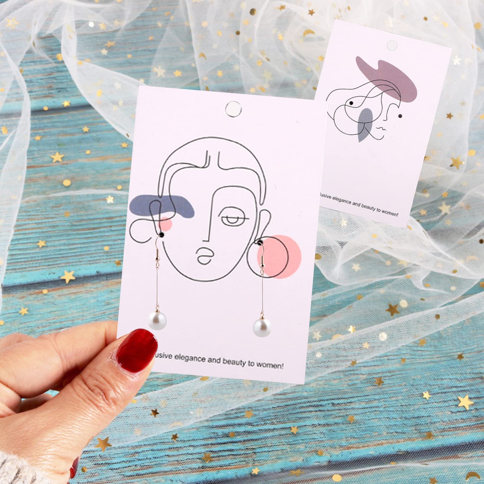 100 Carte Display Per Gioielli In Kraft - Schede Per Orecchini, Collane, Bracciali - Foto 5