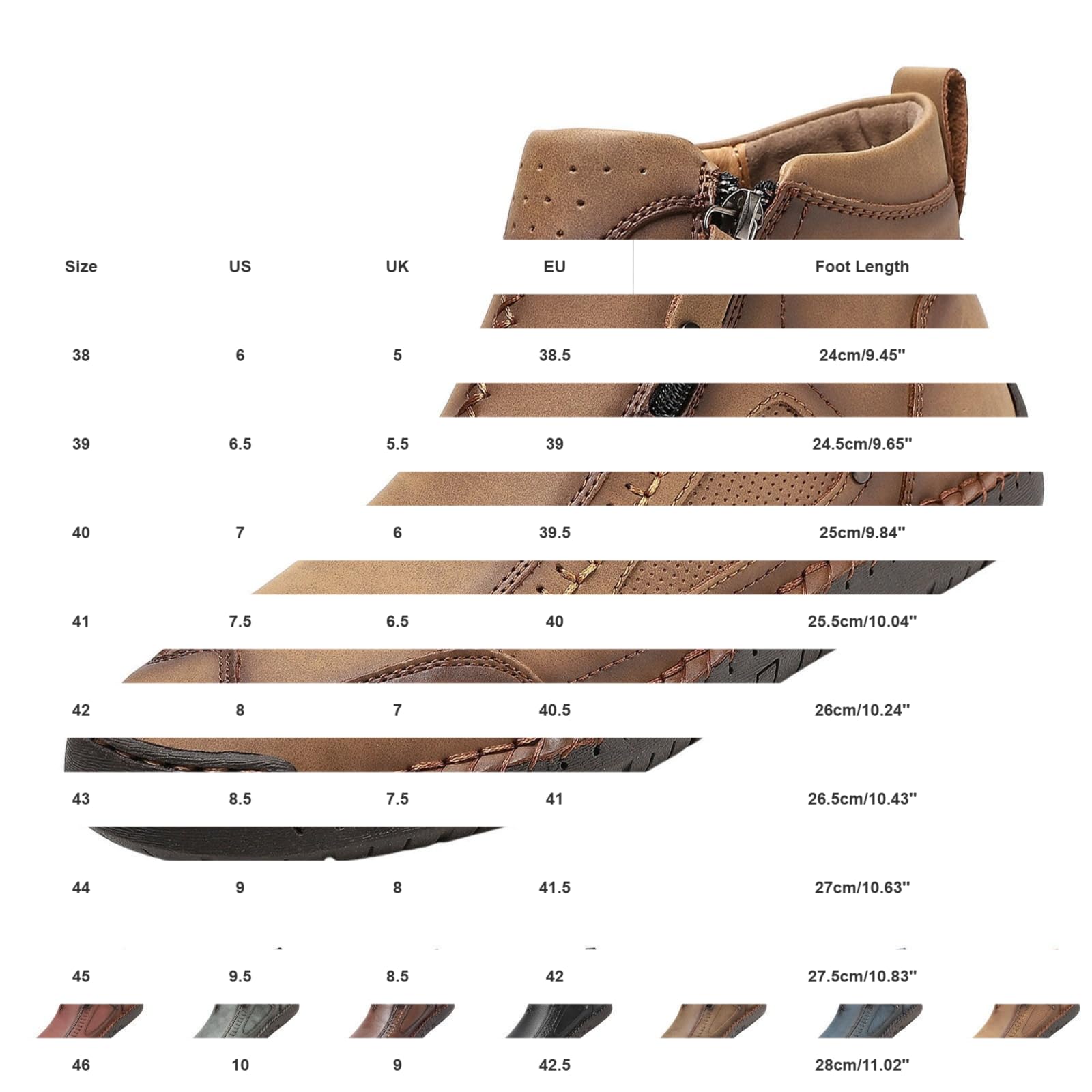 Scarpe da passeggio da uomo in pelle alla caviglia casual con zip laterale scarpe da uomo scarpe da passeggio corsa palestra slip on tennis scarpe da jogging stivali da trekking antiscivolo suola