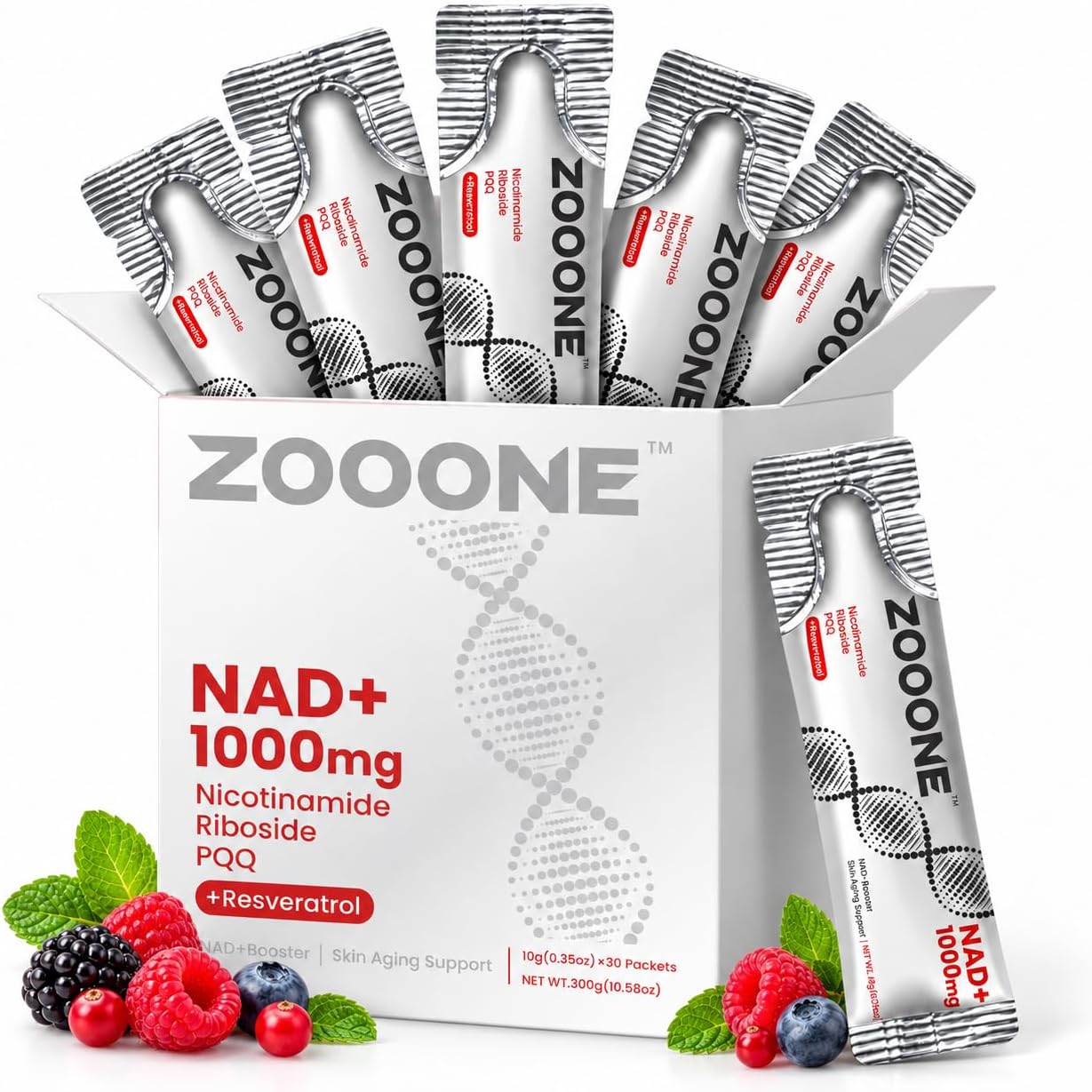 zooone- NAD+ Supplement 30pcs, Premium Nicotinamide Riboside & Resveratrol, DNA Repair & Healthy Aging, Advanced NAD Supplement for Men & Women, Boosts Cellular Energy.