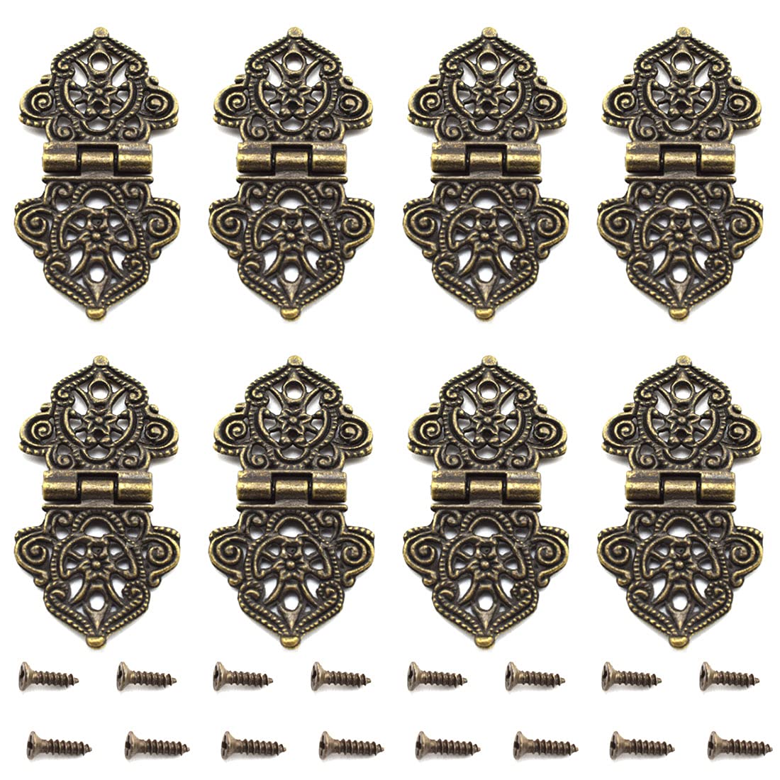 Antique Mini Folding Hinges Retro Bronze Jewelry Box Decorative Hinge for Small Wooden Box Projects - 8pcs