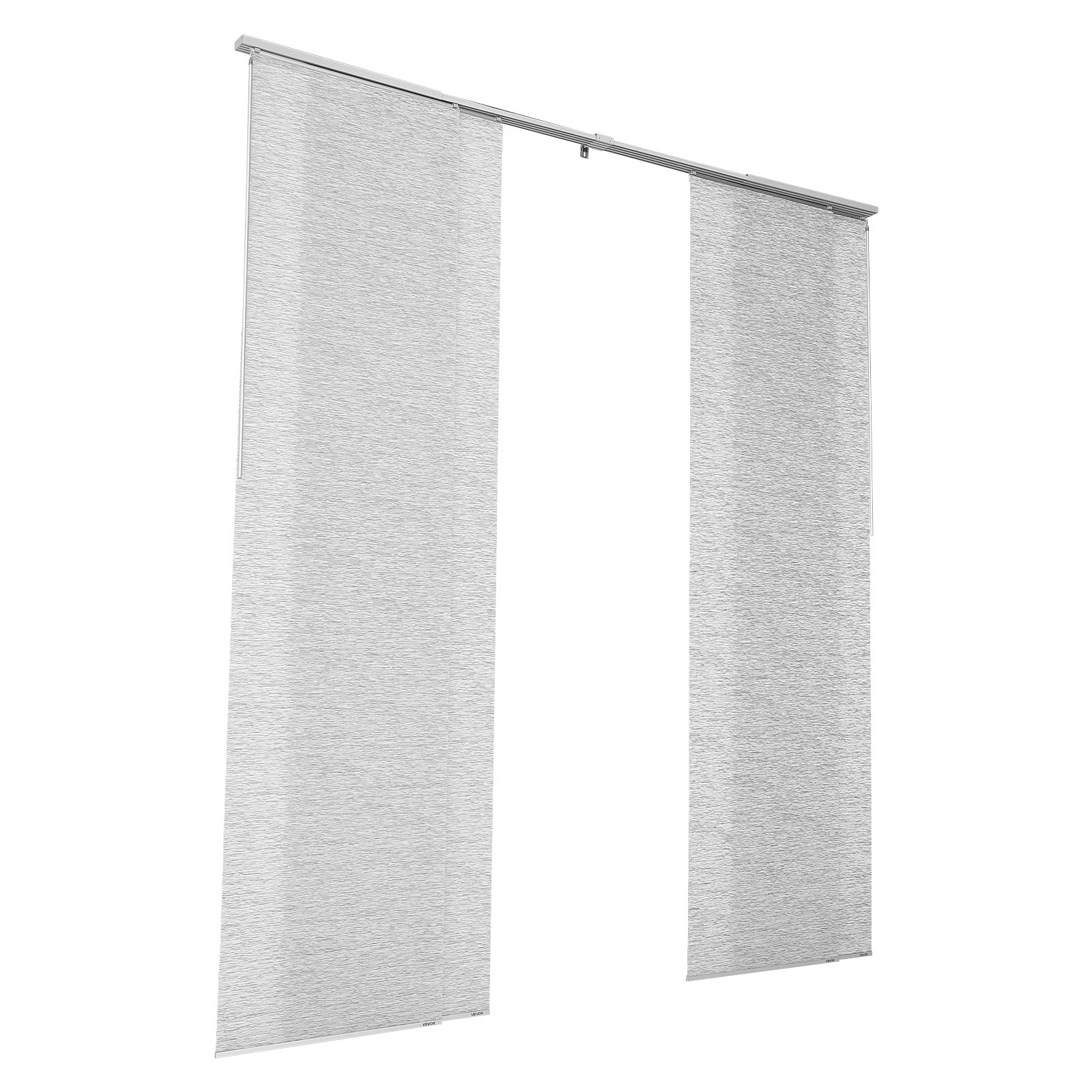 VEVOR Store à Panneaux sur Rail Extensible 116-218 cm de Largeur, Panneau Japonais Vertical Ajustable jusqu'à 243 cm de Hauteur, pour Portes Coulissantes, Séparation de Pièce, Fenêtres, Gris