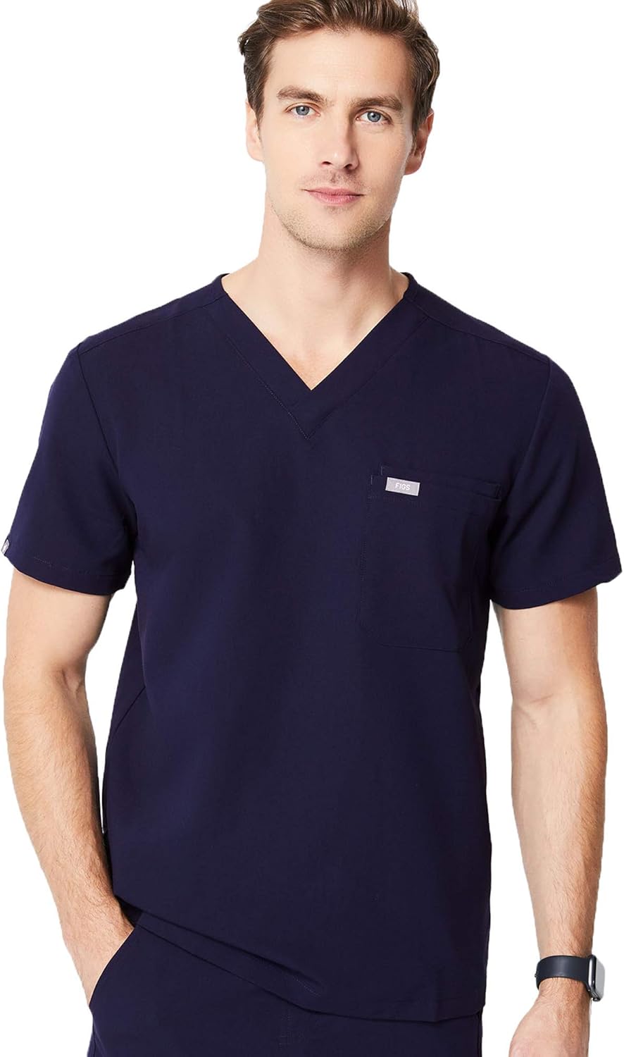 FIGS Leon Two-Pocket Scrub Top for Men – Tailored Fit, Super Soft Stretch, Anti-Wrinkle Medical Scrub Top: Clothing, Shoes & Jewelry