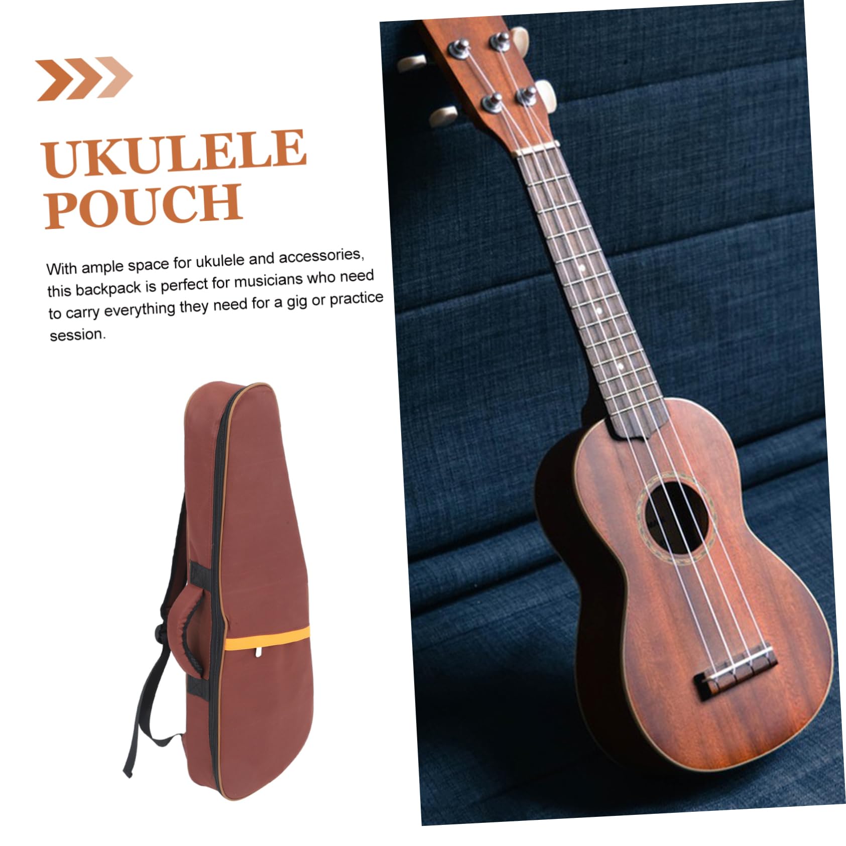 ibasenice Housse pour Ukulélé Marron en Tissu Oxford Mousse Épaisse, Compartiments Multiples et Poches pour Organisation Lors des Répétitions Concerts