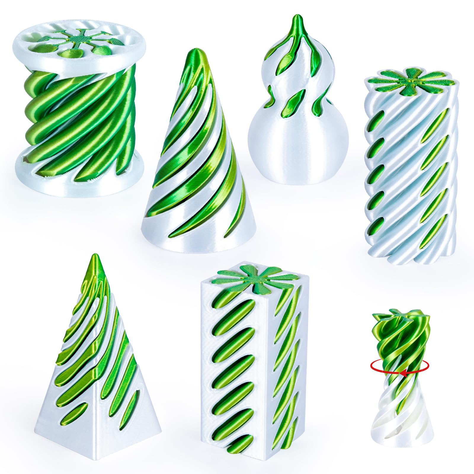 6 Pack Spiral Cone 3D Printed Fidget Toy Set, Impossible Pyramid Passthrough Toys for Stress Relief, Rainbow Spiral Fidgets Toys, Colorful Desk Decor Relaxing for Adults Teens Kids