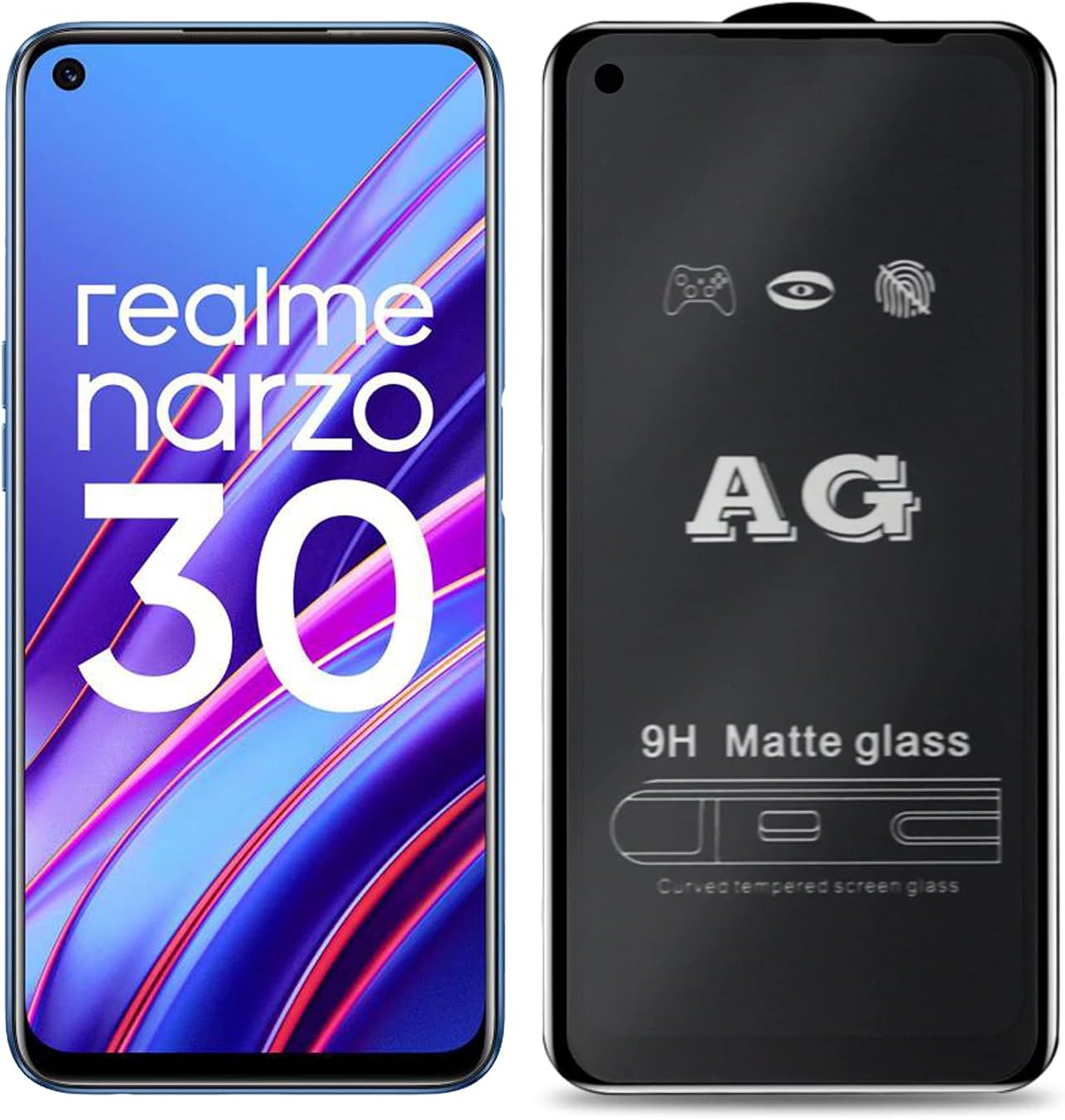 JUMP STARTRealme Narzo 30/30 (5G) Tempered Glass Screen Protector Matte Finish OG Glass Full Screen Coverage Easy Installation Design for realme narzo 30/30 5G-Matte Feel Temper