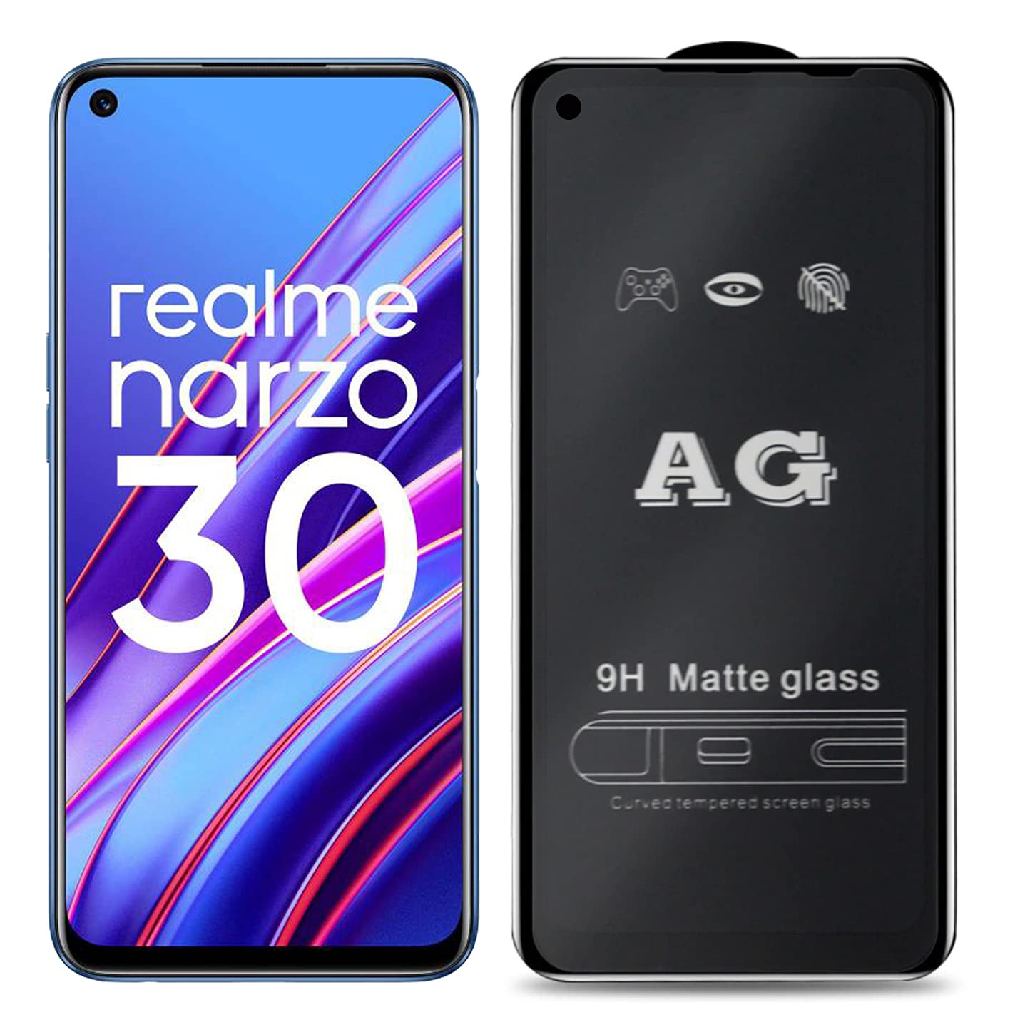 JUMP STARTRealme Narzo 30/30 (5G) Tempered Glass Screen Protector Matte Finish OG Glass Full Screen Coverage Easy Installation Design for realme narzo 30/30 5G-Matte Feel Temper