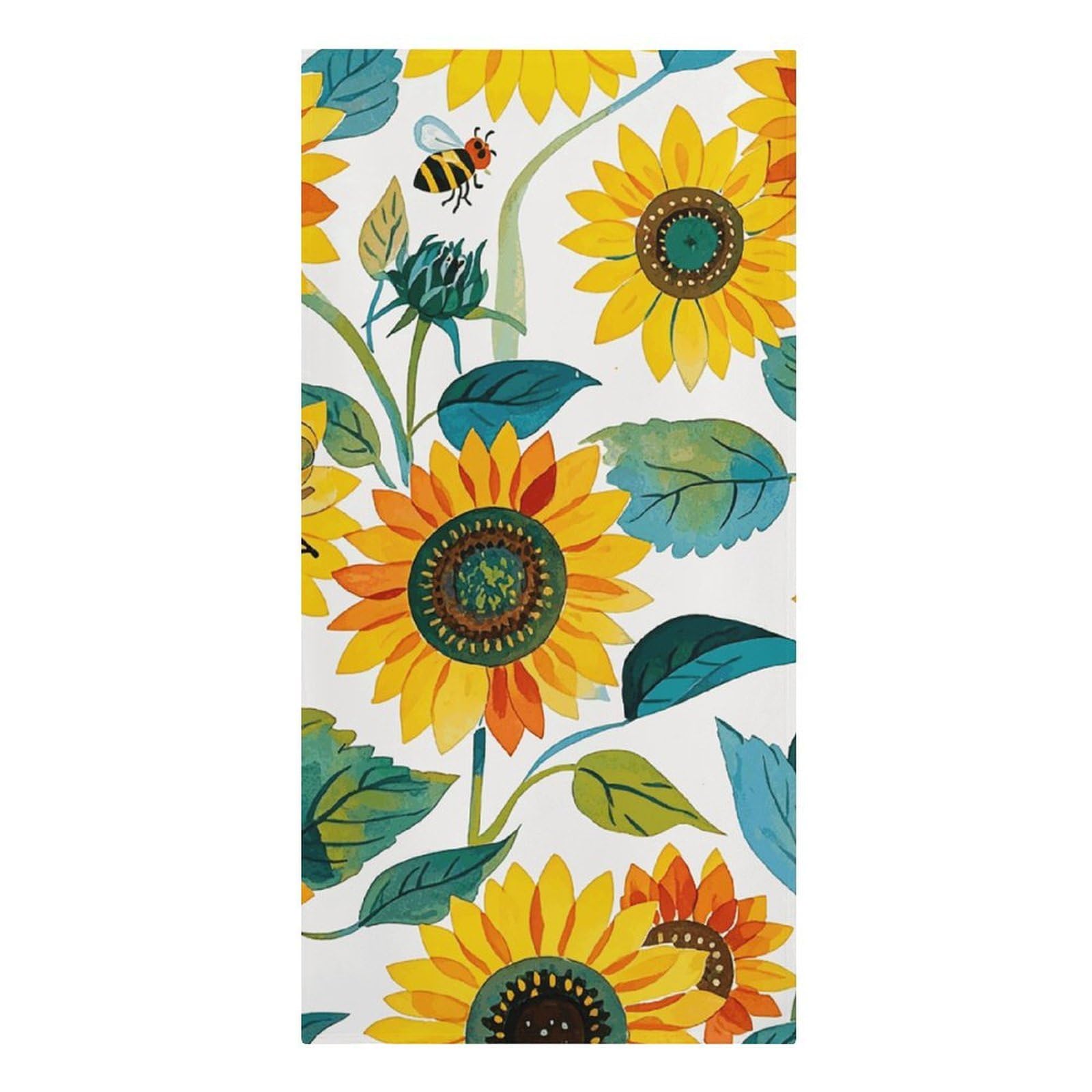 asbwuo Sunflower Bee Pattern Beach Towels Extra Large Quick Dry Absorbent
