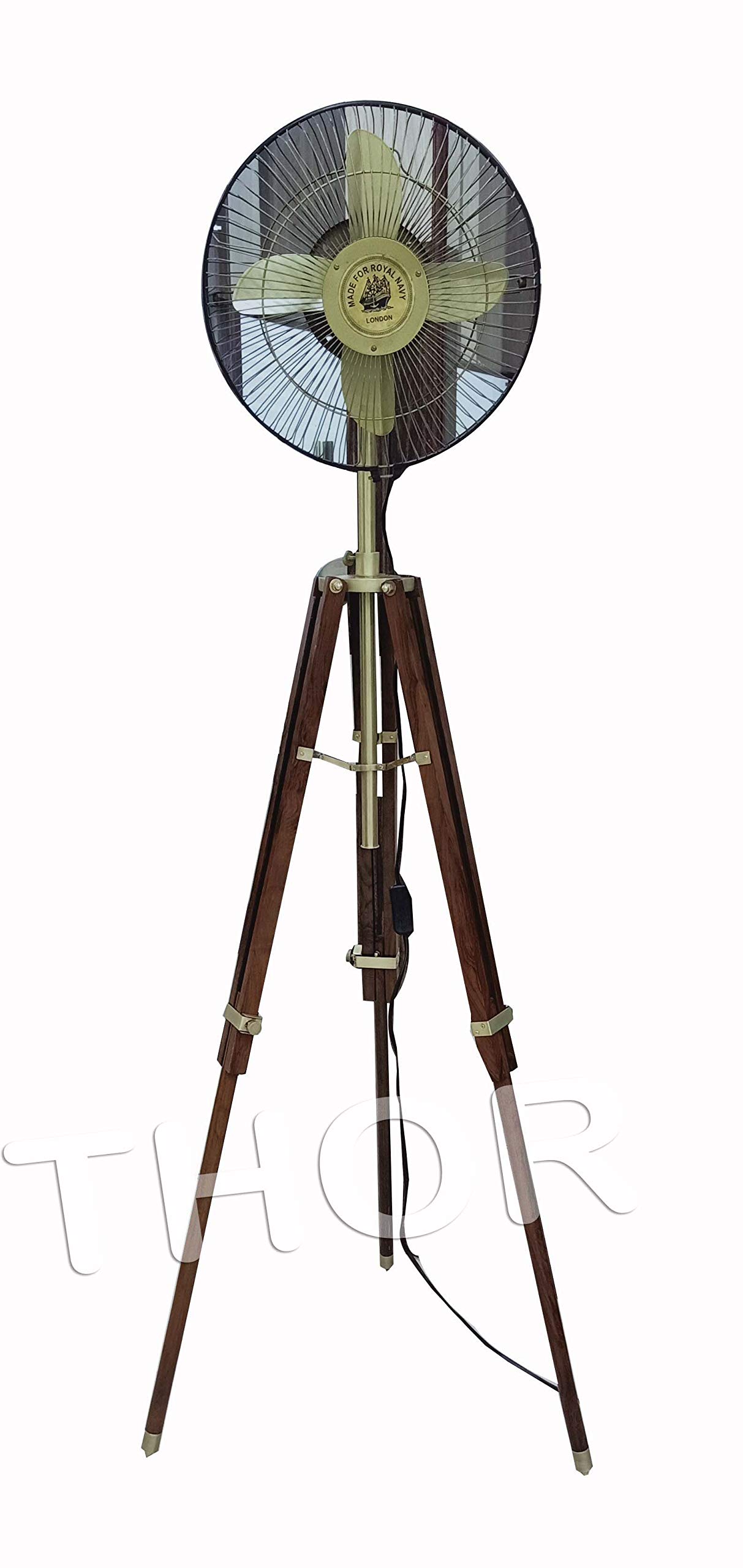 THOR INSTRUMENTS Royal Navy London Antique Victorian Indoor Standing Floor Fan Tripod Stand Home Decor Rustic Vintage Home Decor Gifts