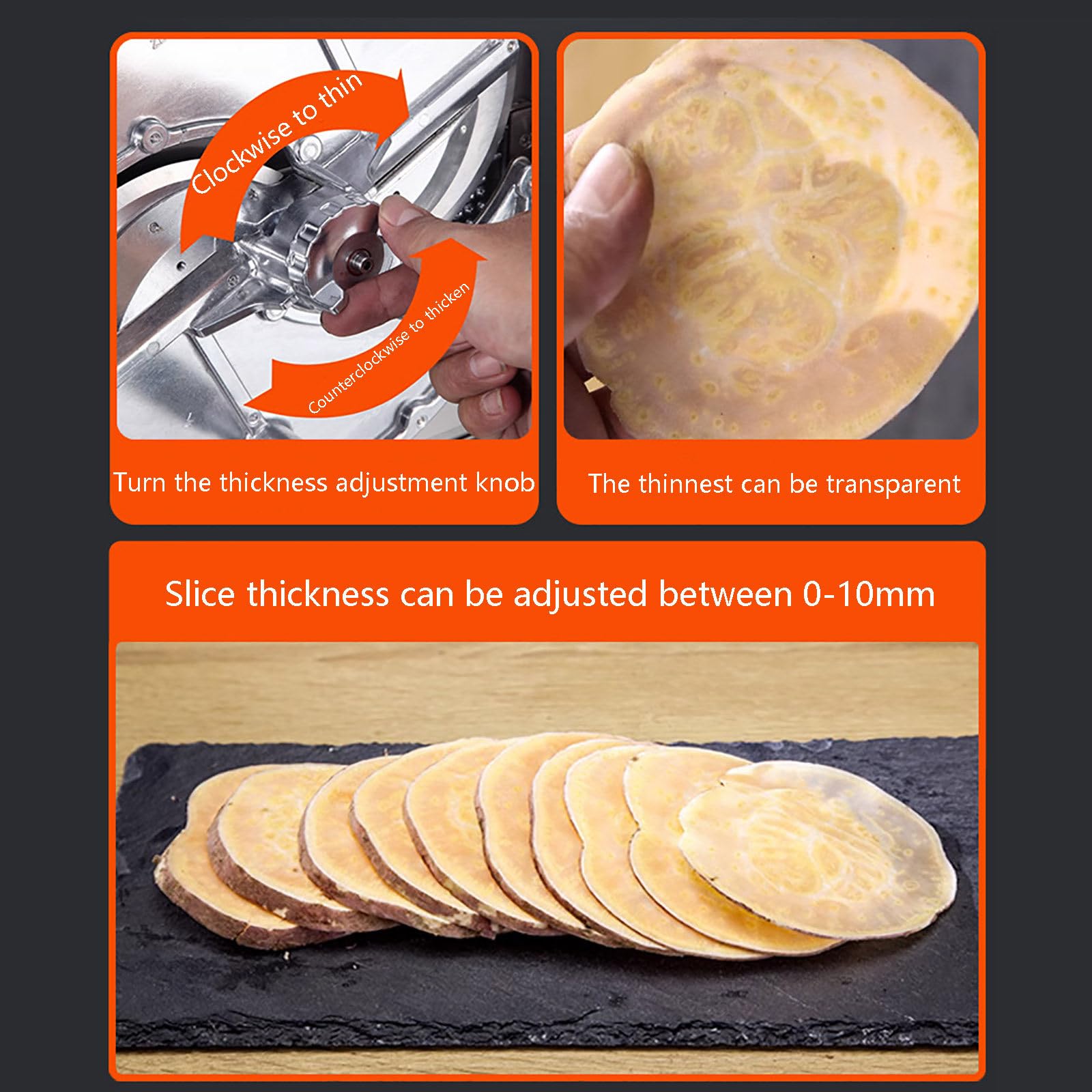0-10mm (0,4 cala) Komercyjna krajalnica do cebuli Krajalnica do chipsów ziemniaczanych Krajalnica do słodkich ziemniaków Krajalnica do pomidorów Elektryczna maszyna do szatkowania kapusty