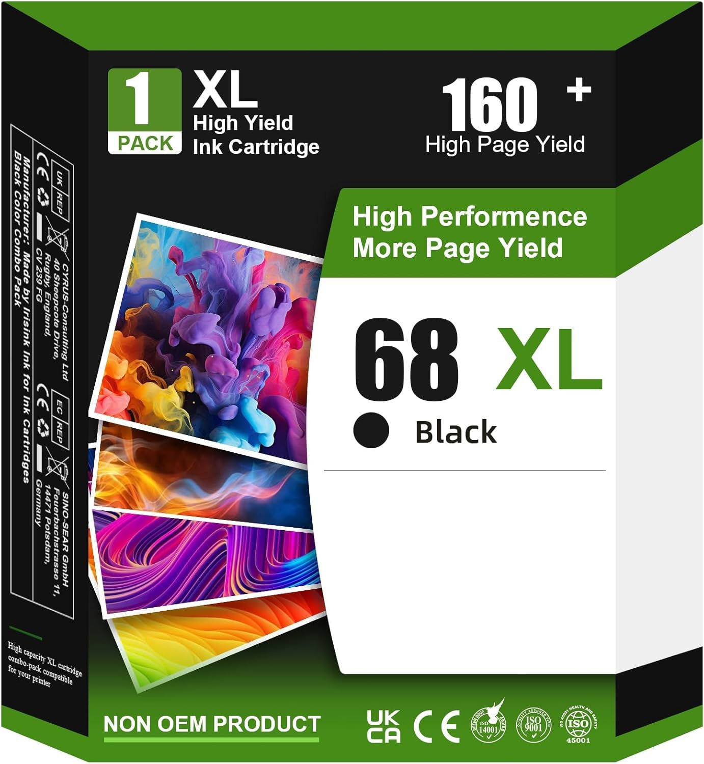 68 Ink Cartridges for Envy 6555e 6155e Ink Compatible with HP 68 Black Color Ink Cartridges Combo Pack Compatible with Envy 6552e 6555e 6155e 6152e