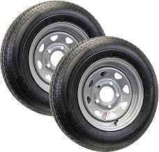 eCustomrim 2-Pack Radial Trailer Tire On Rim ST145R12 ST145/R12 Load Range D 5-4.5 Silver Spoke Wheel - 6 Year Warranty w/Free Roadside