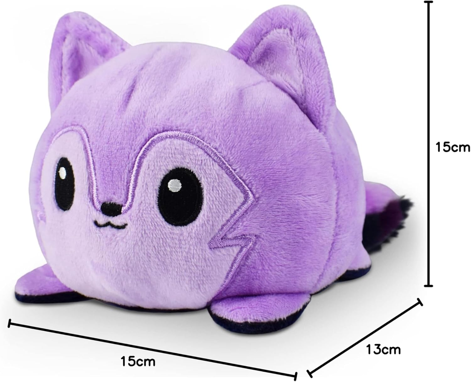TeeTurtle Reversible Wolf Plushie 4-Inch Galactic Purple Two-Sided Flip Plush Toy with Embroidered Details - Cute Mini Collectible Plush for Kids, Teens, and Adults