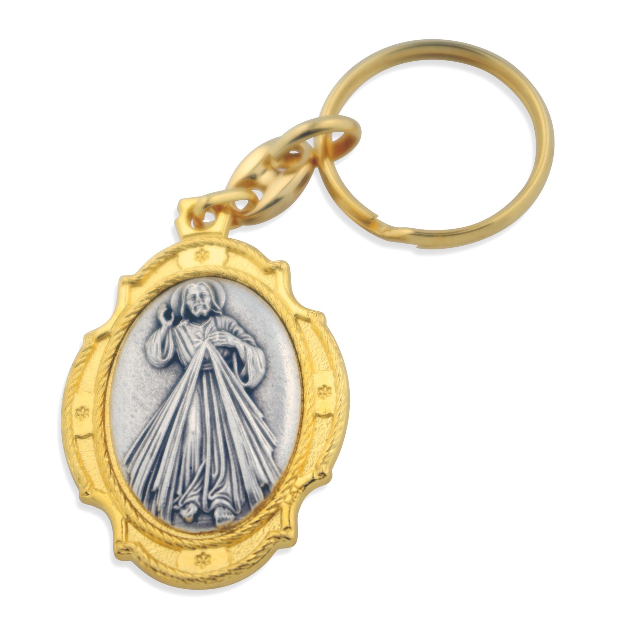 JUSTSWAG Vatican Imports Deluxe Gold Catholic Keychain (Divine Mercy/Immaculate Conception)