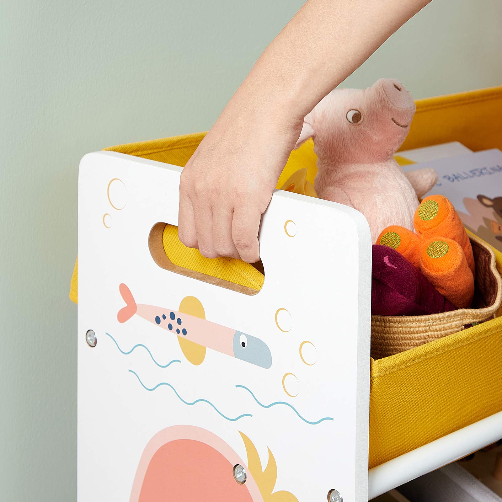 SONGMICS Estantería de Juguetes, Organizador Infantil con 12 Cajas de Tela No Tejida, para Libros, Estantería para Niños, para Sala de Juegos, Multiusos, Blanco GKRS04WT