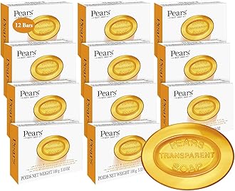 Soap, Pure & Gentle with Natural Oils, 12-Pack – Transparent Amber Glycerin Soap for Pampered, Glowing Skin, 3.53 Oz Ea