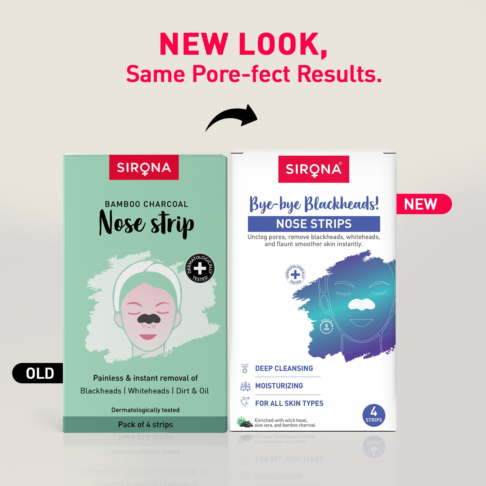 Sirona Blackhead Remover Bamboo Charcoal Nose Strips for Women (Pack of 4) | Painless & Instant Removal of Whiteheads, Blackheads, Pore Cleanser, Dirt & Oil