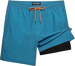 MaaMgic Homme Short de Bain 2 en 1 à séchage Rapide avec Doublure | Séchage Rapide Short de Natation décontracté Boardshorts avec Pantalon intérieur et Poche,Bleu Pur et Noir,S